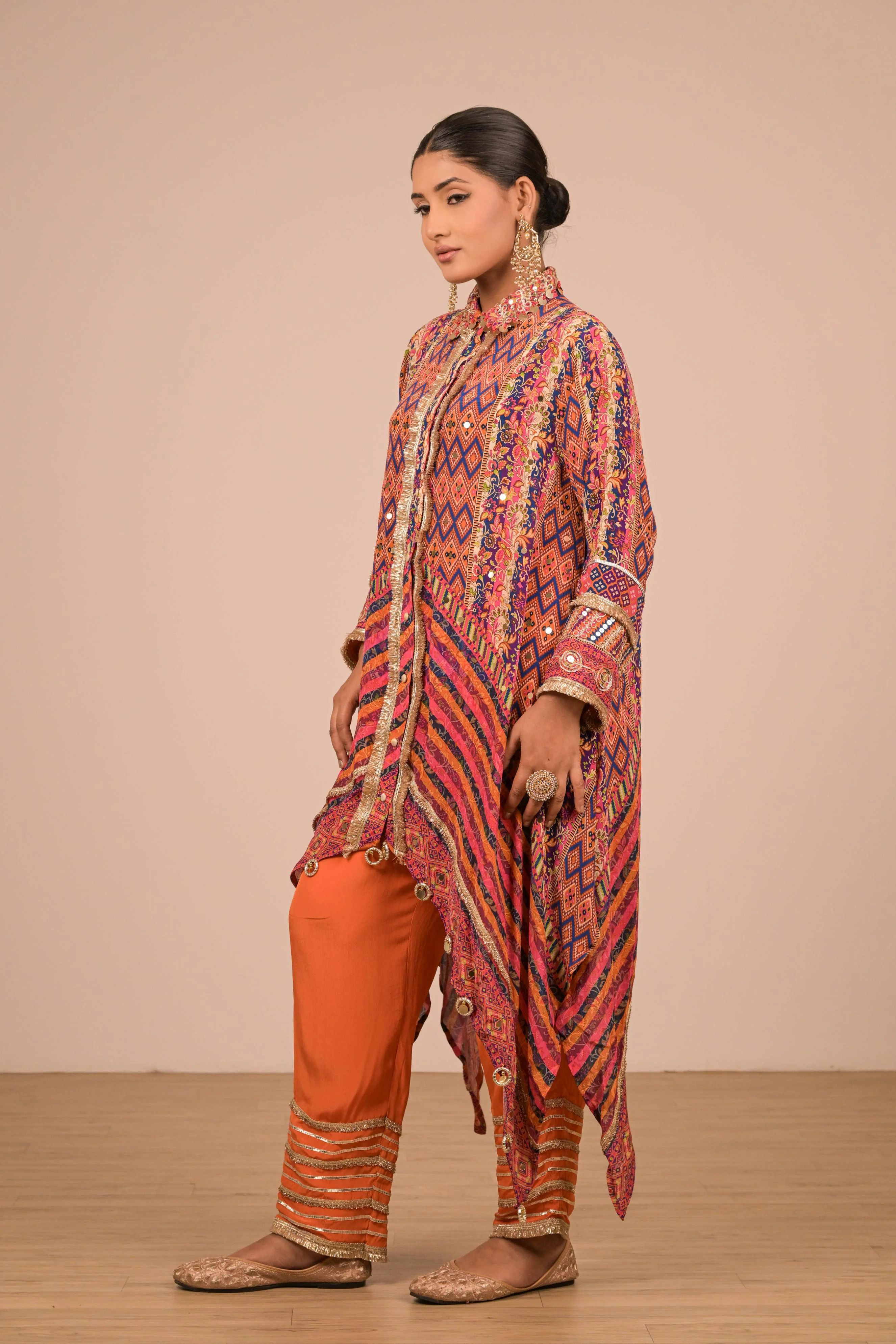 Multicolor Asymmetrical Printed Kurta Set - Image 5