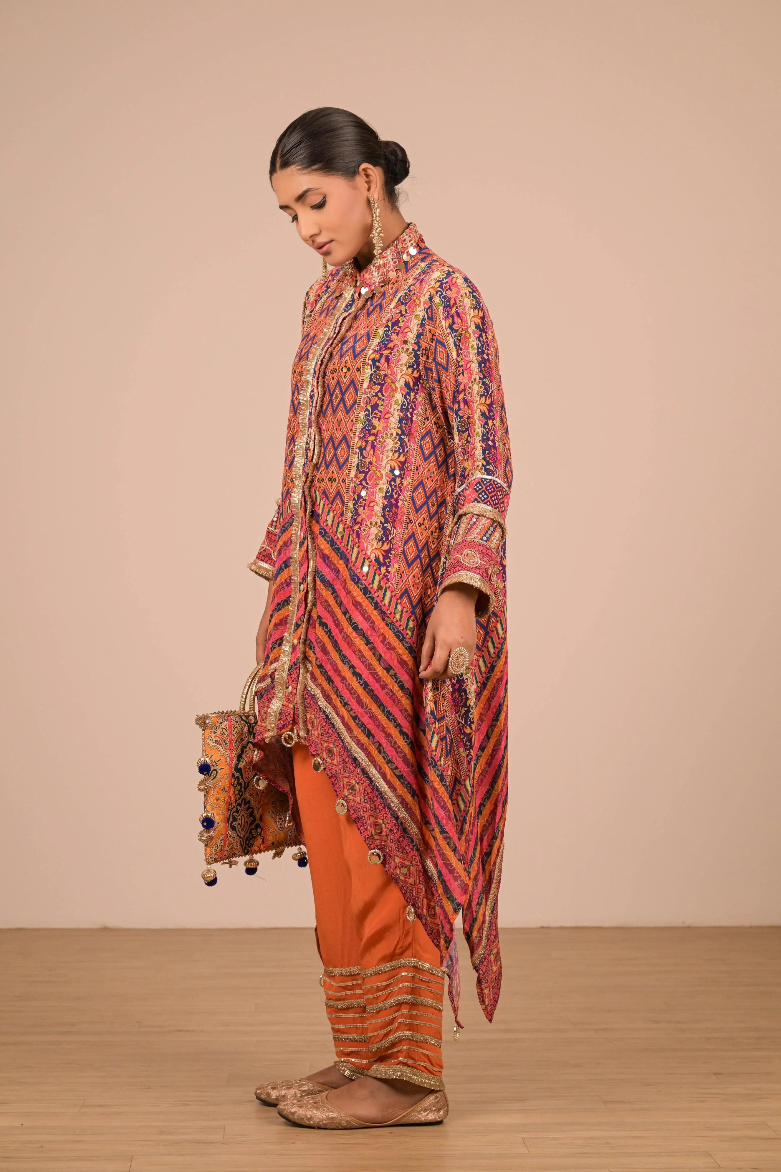 Multicolor Asymmetrical Printed Kurta Set - Image 8