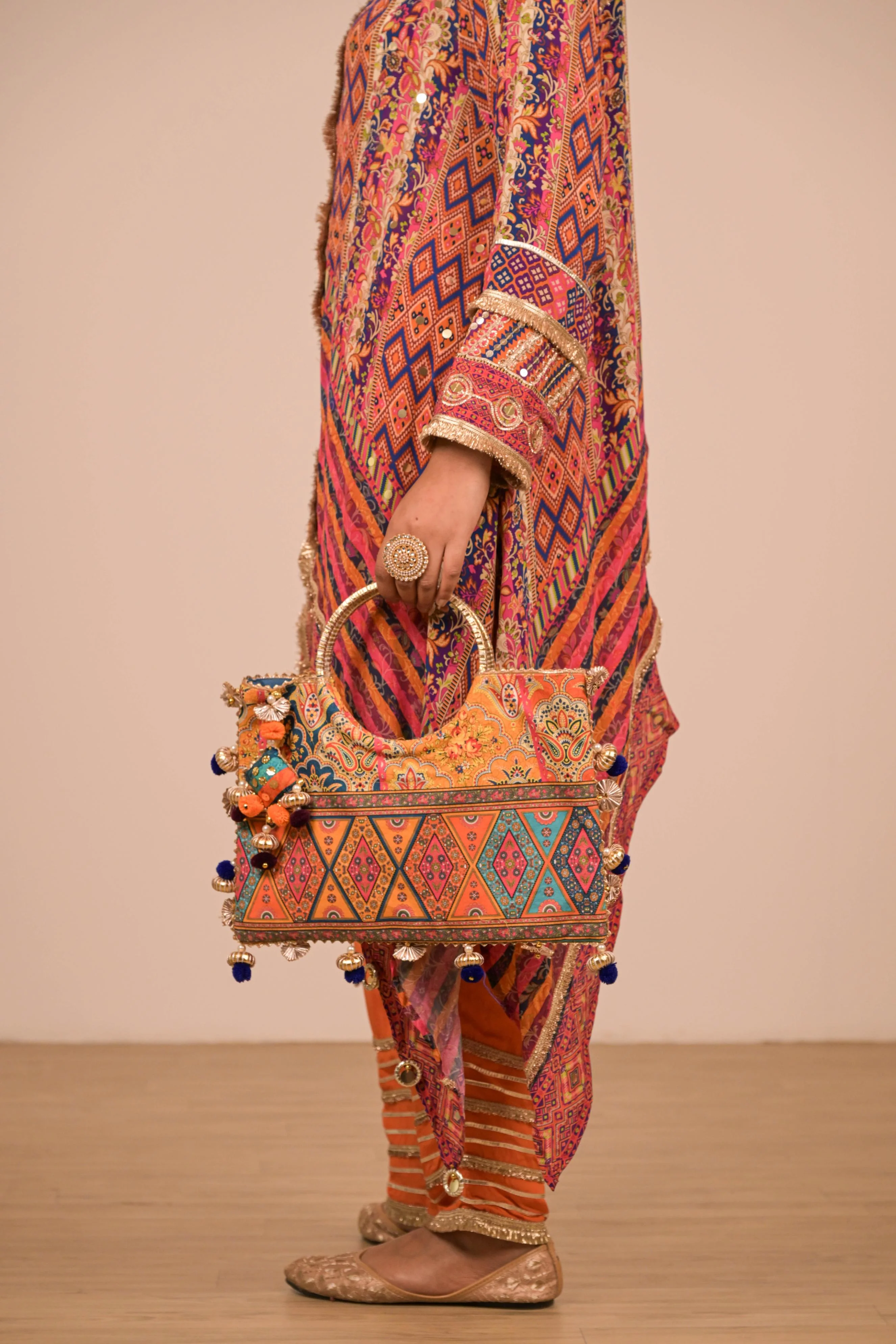 Multicolor Asymmetrical Printed Kurta Set - Image 9
