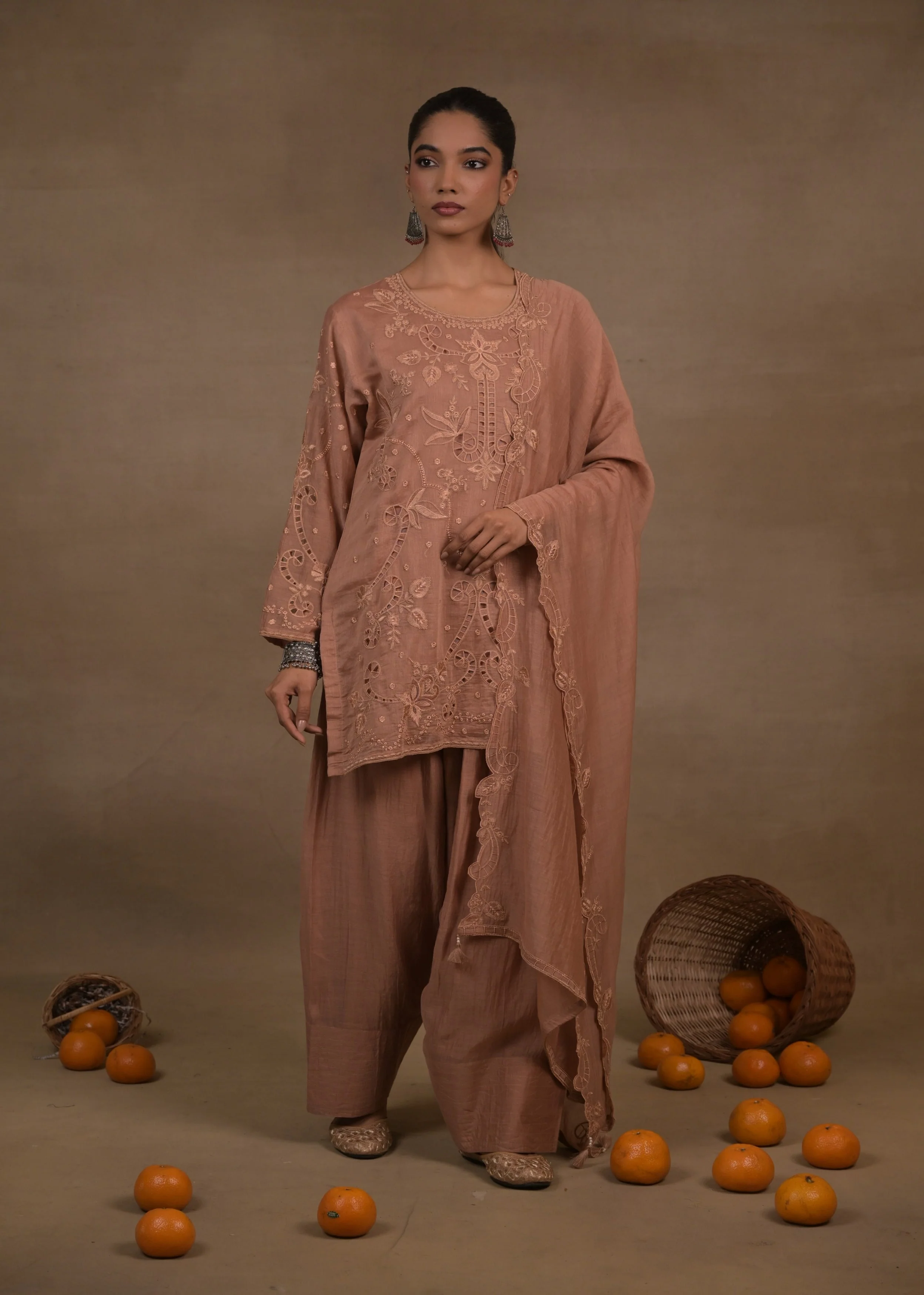Cedar Muse Embroidered Mul Silk Pant Set