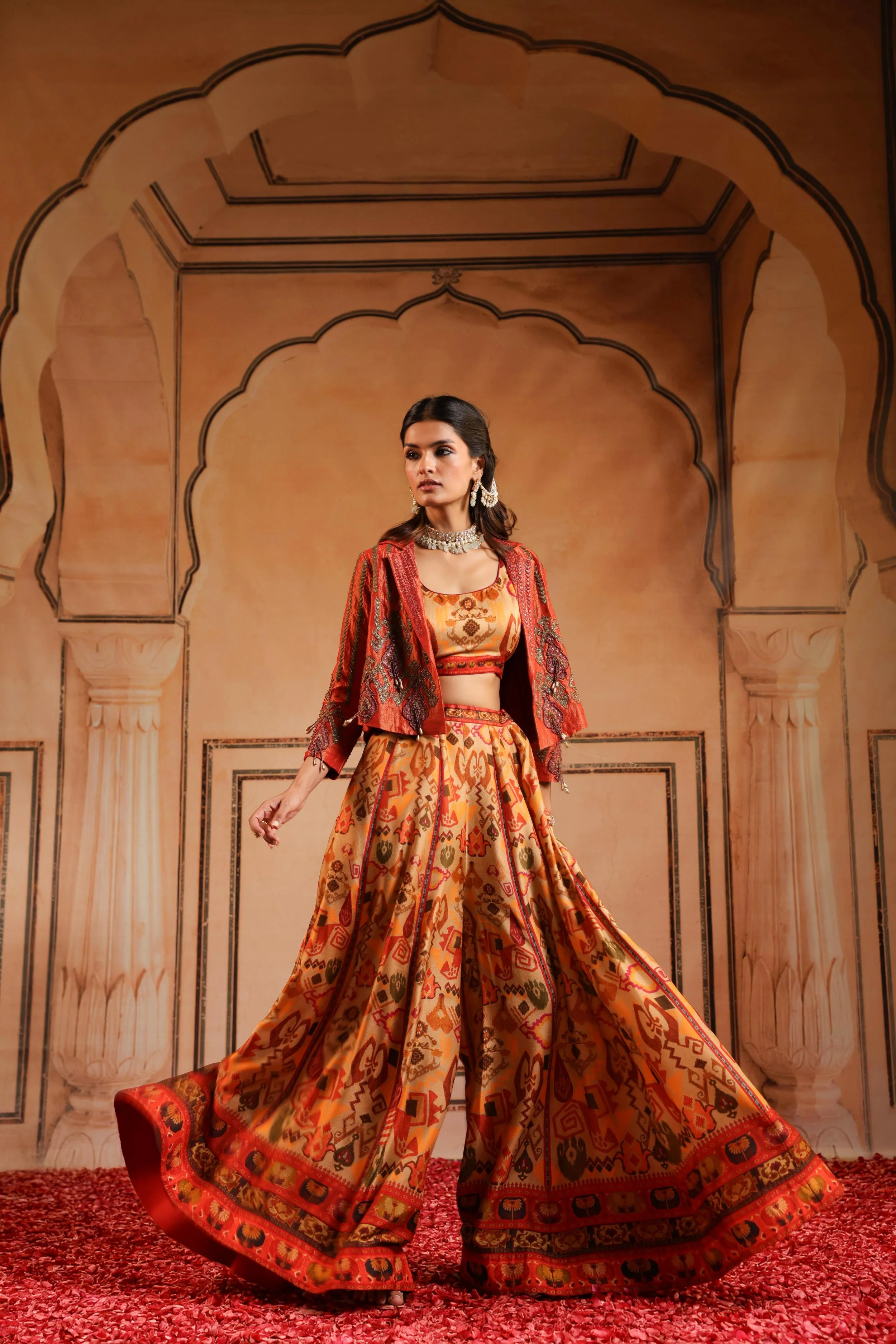 Multicolor Embellished Silk Sharara Set - Image 4