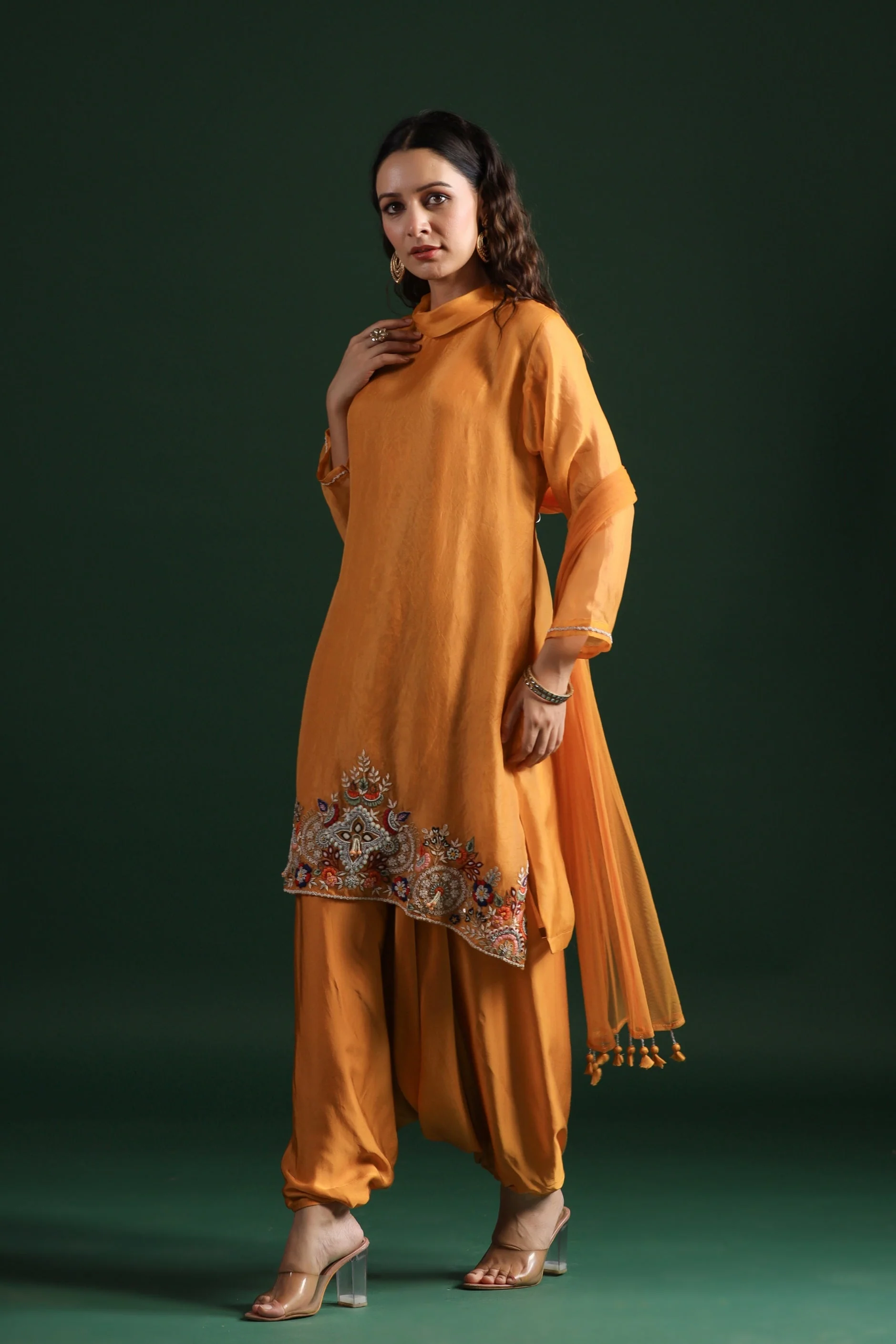 Mustard Yellow Embellished Pants Set - Image 4