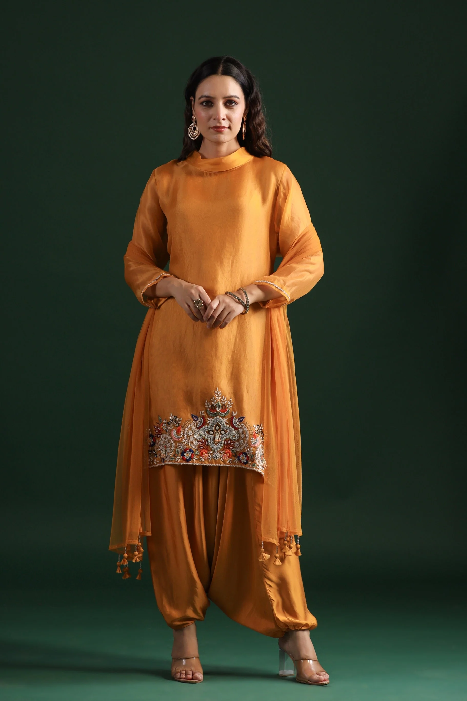 Mustard Yellow Embellished Pants Set - Image 6