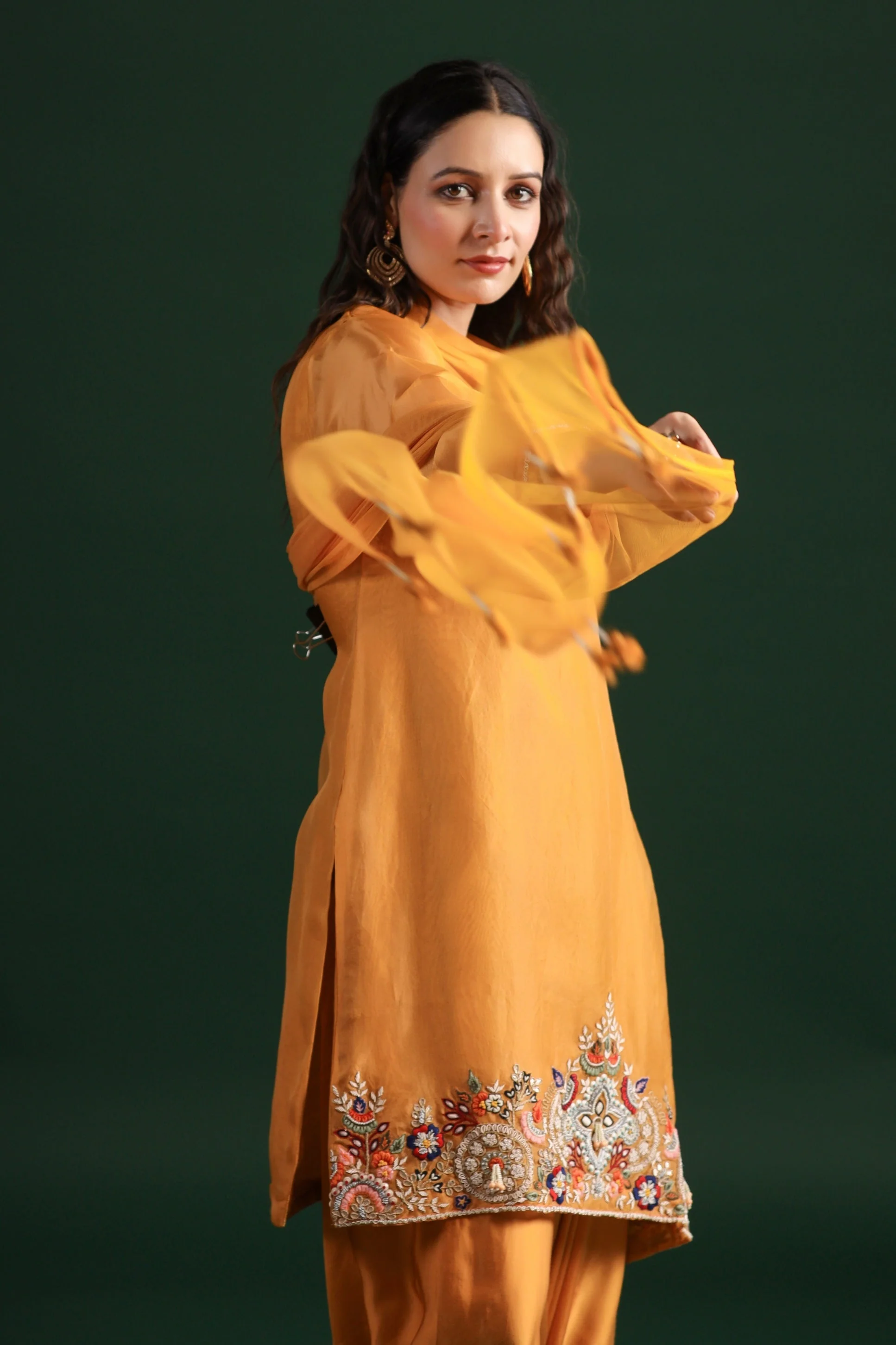Mustard Yellow Embellished Pants Set - Image 7