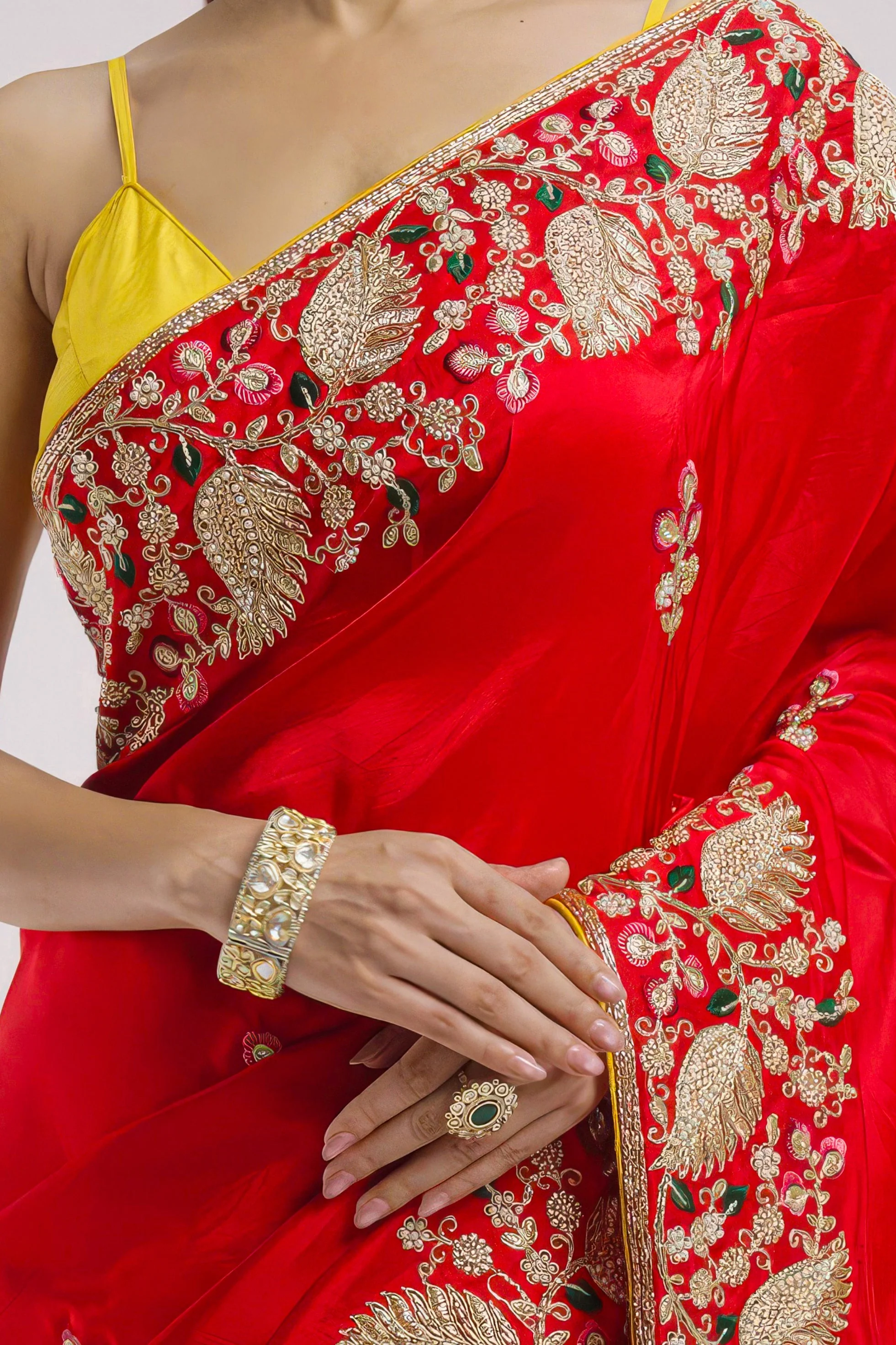 Rose Red Embellished Premium Silk Saree - Image 2