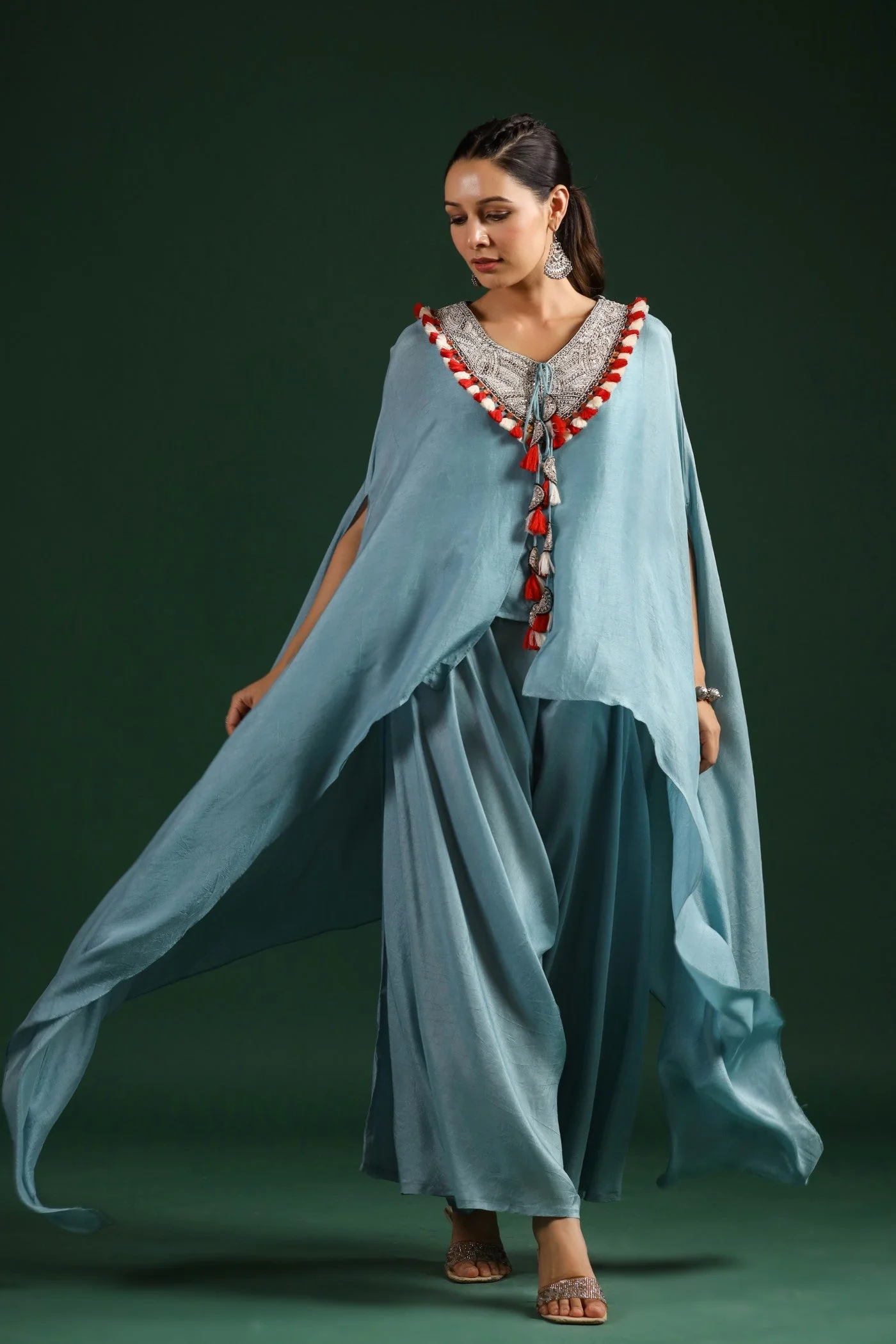 Mystic Blue Embellished Palazzo Set - Image 3