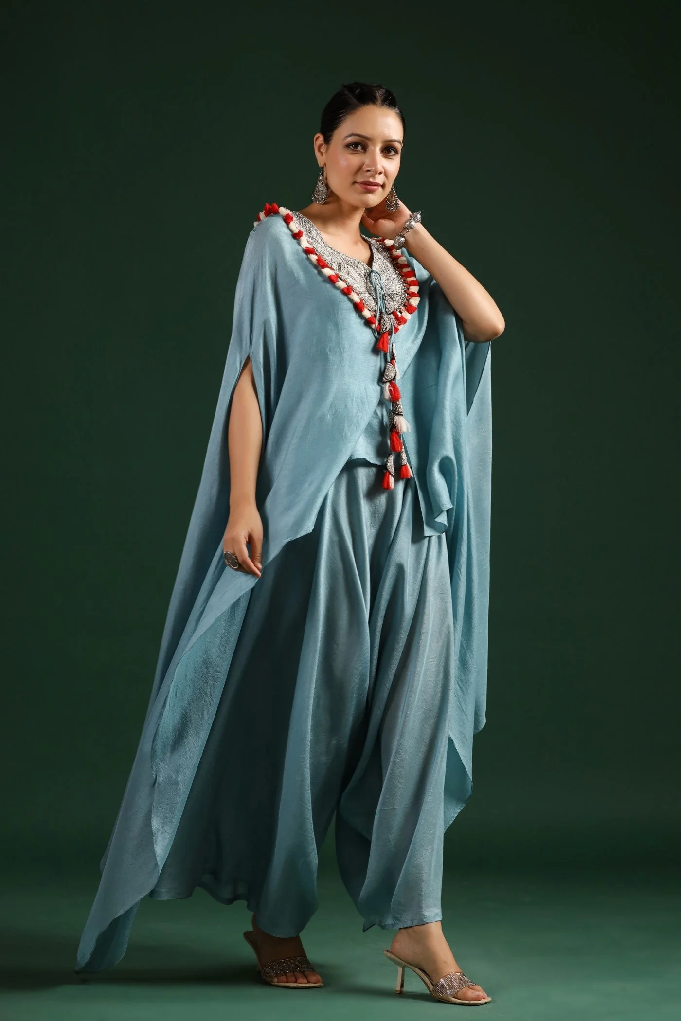 Mystic Blue Embellished Palazzo Set - Image 4