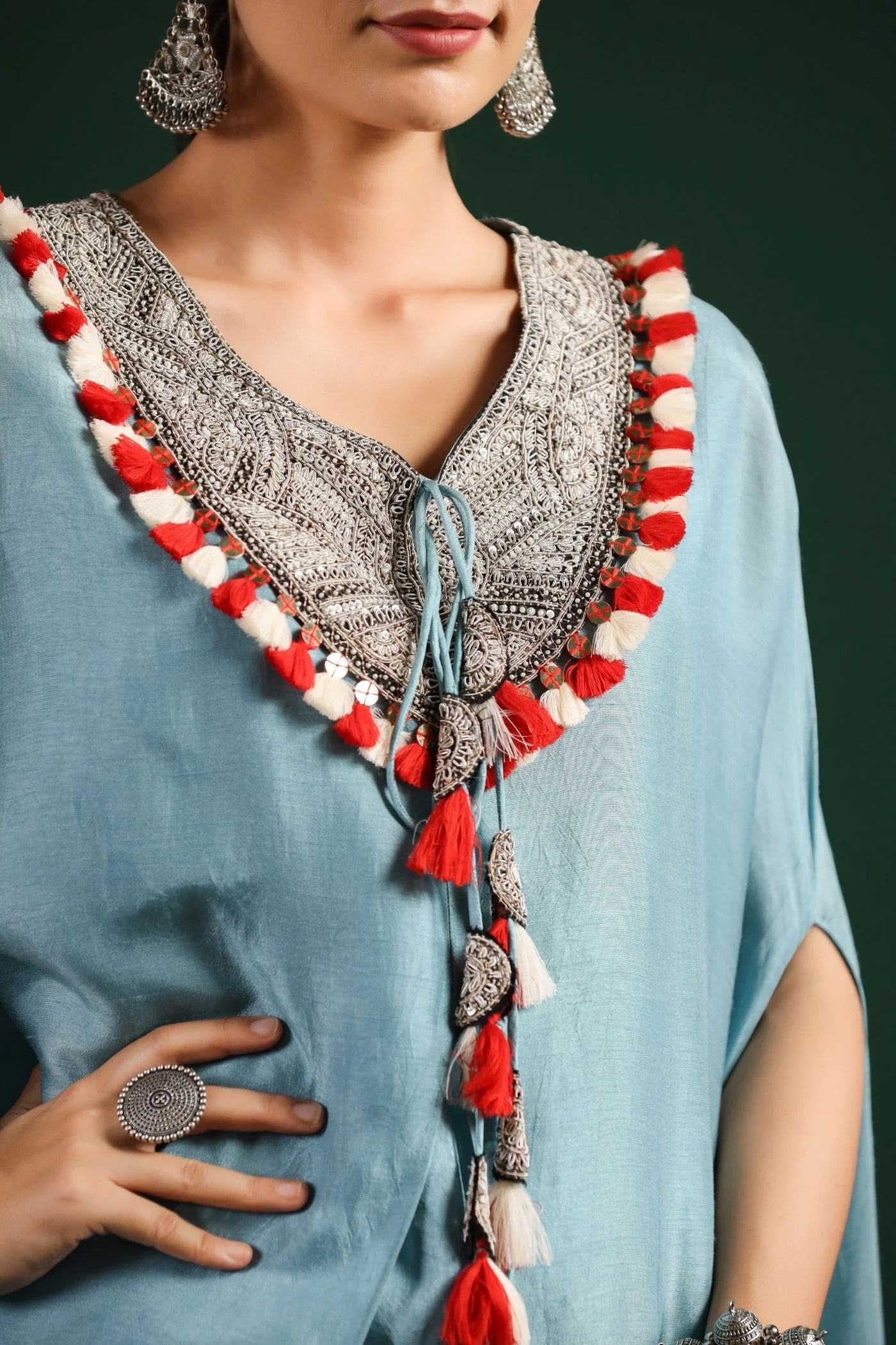 Mystic Blue Embellished Palazzo Set - Image 5