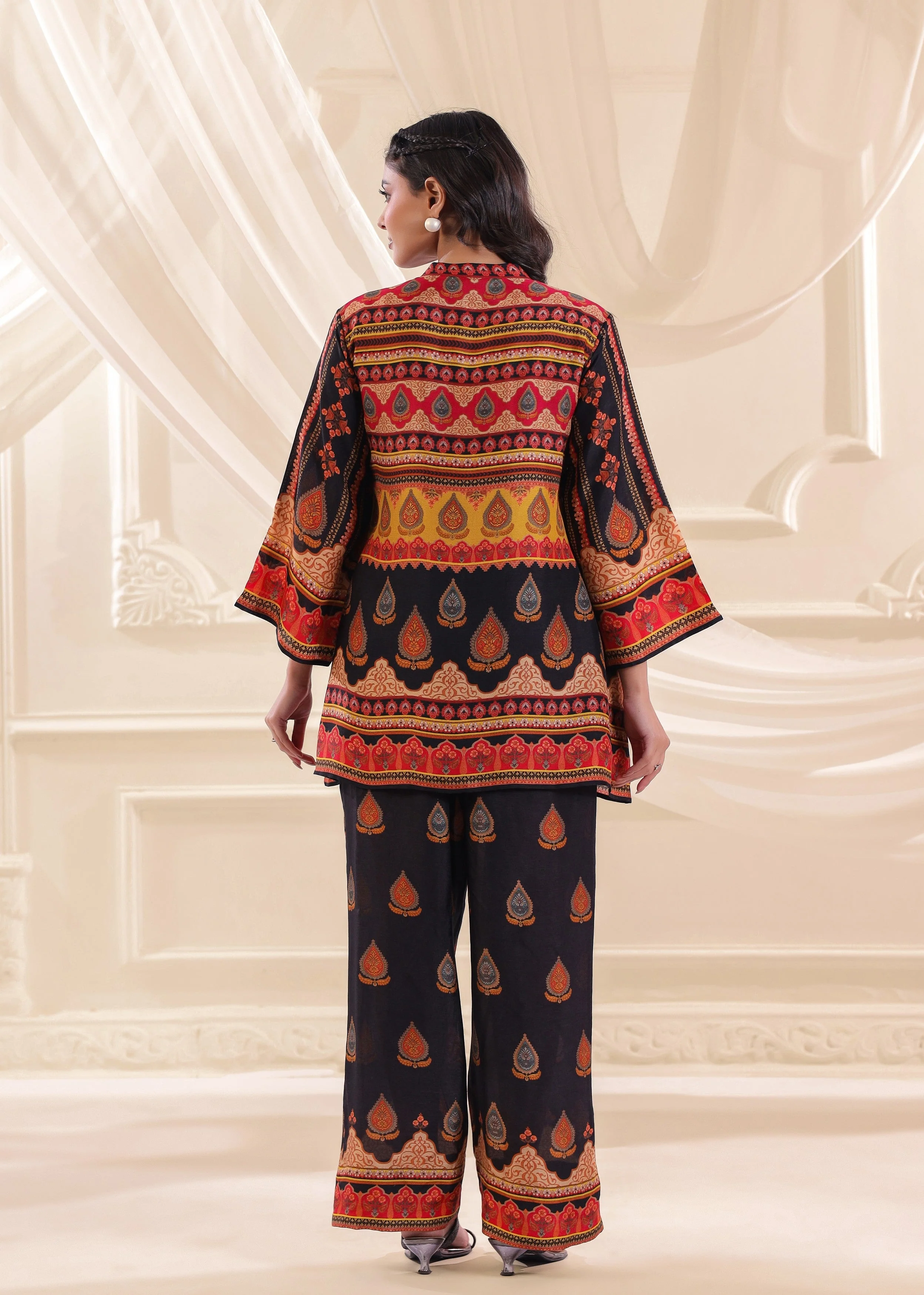 Navy Blue Embellished Dola Silk Co-Ord Set - Image 5