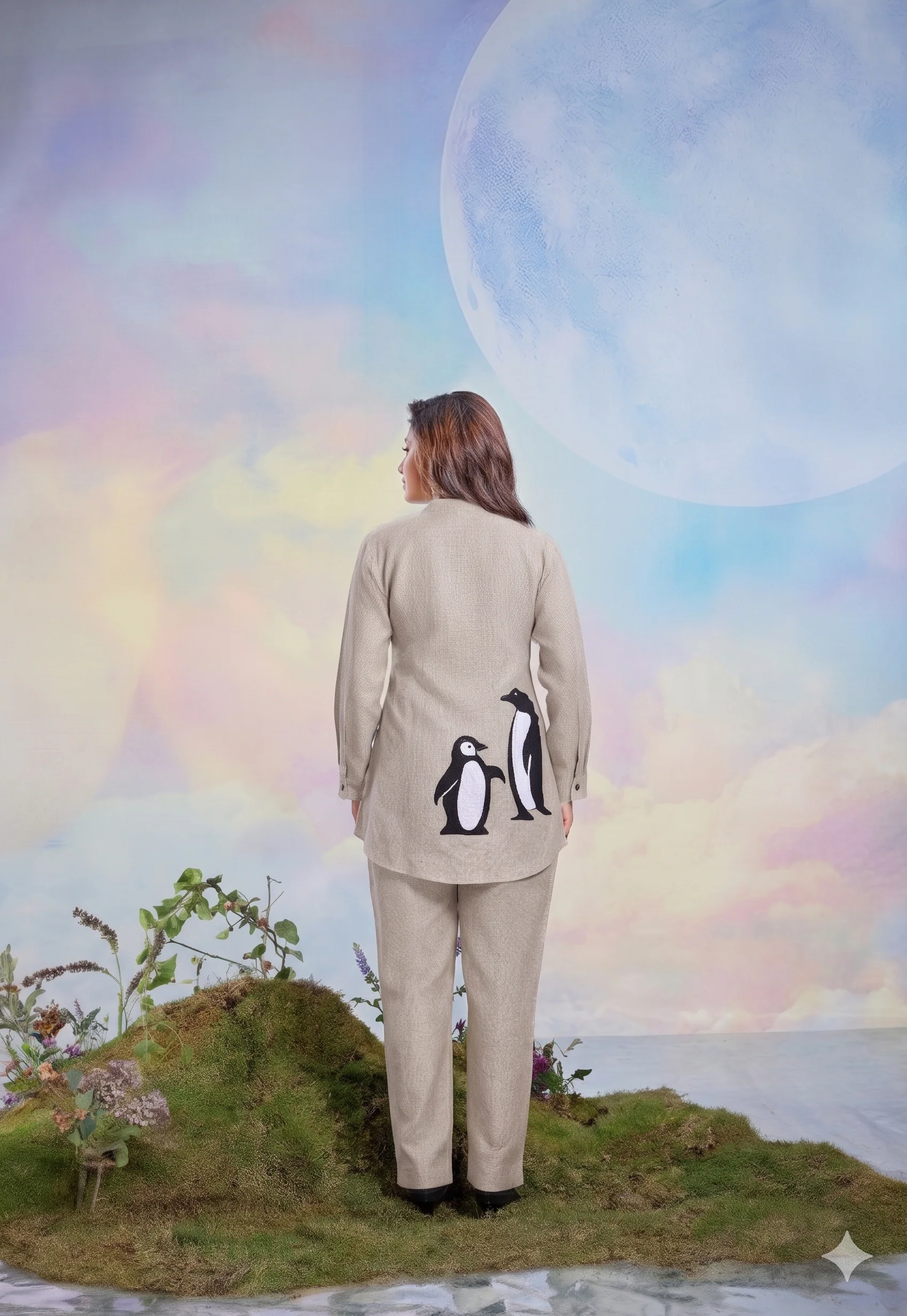 Oatmeal Pearl Embroidered Linen Co-Ord Set - Image 3