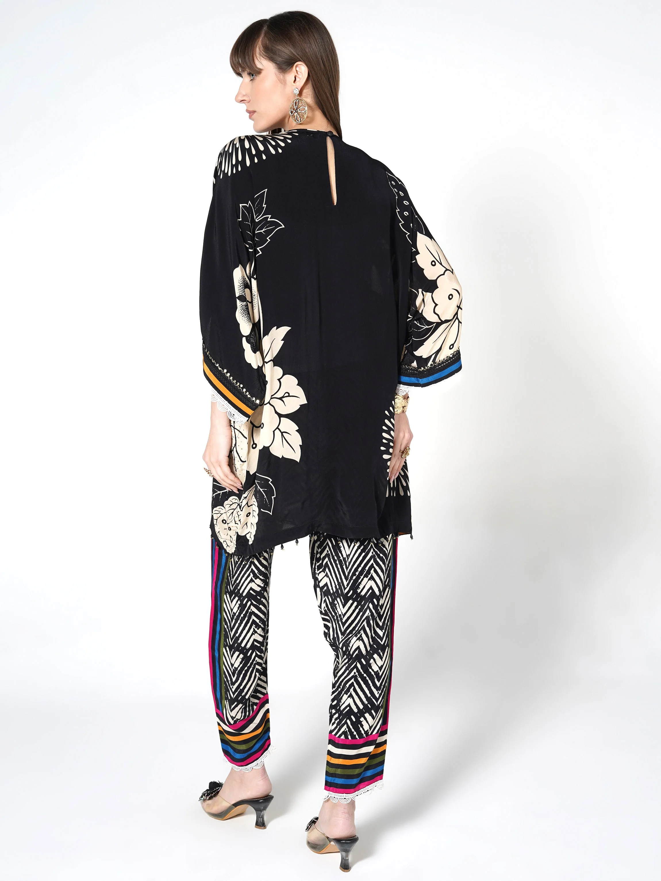 Obsidian Black Embellished Crepe Silk Co-Ord Set - Image 6