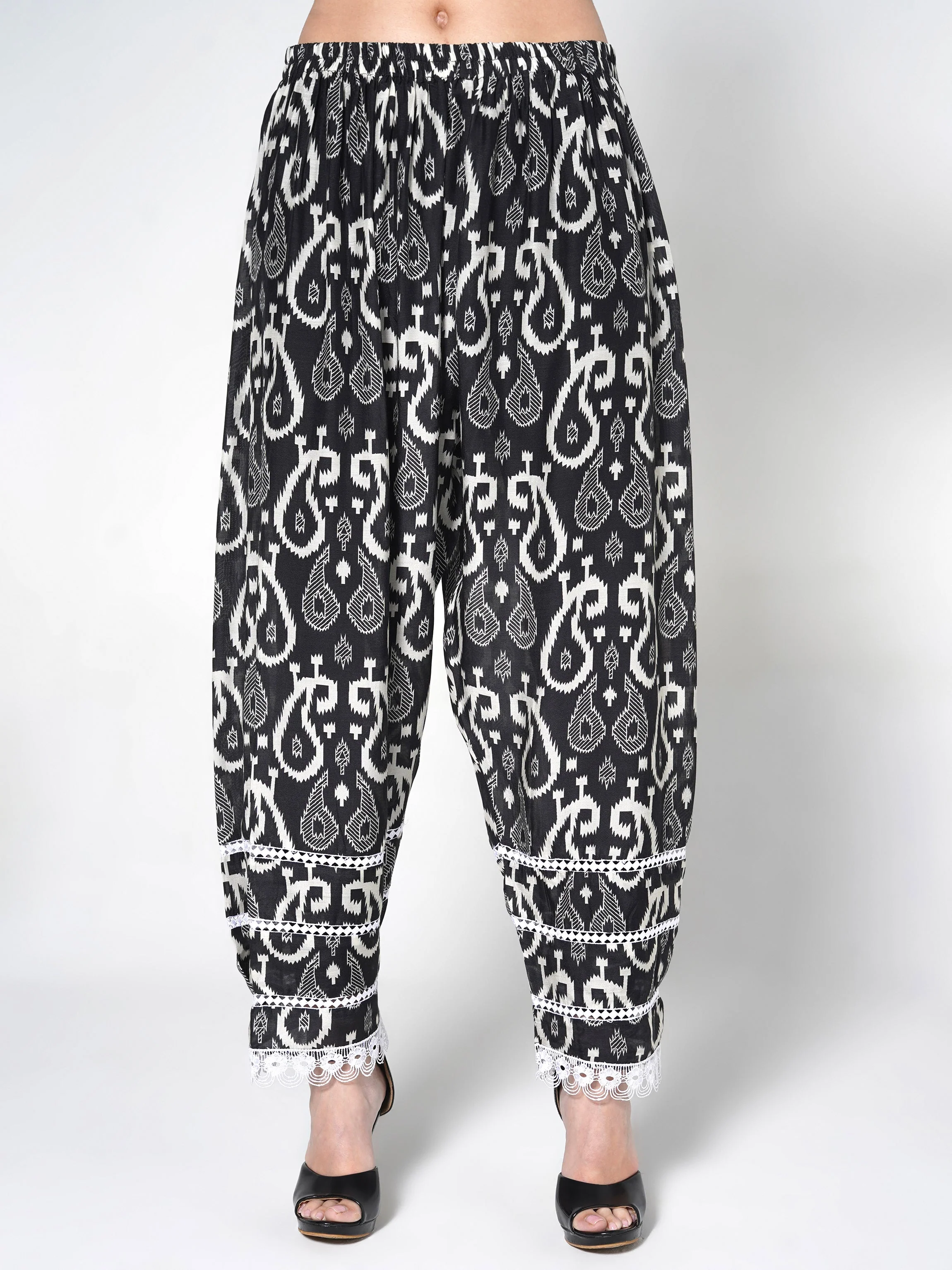 Obsidian Noir Printed Linen Silk Co-Ord Set - Image 4