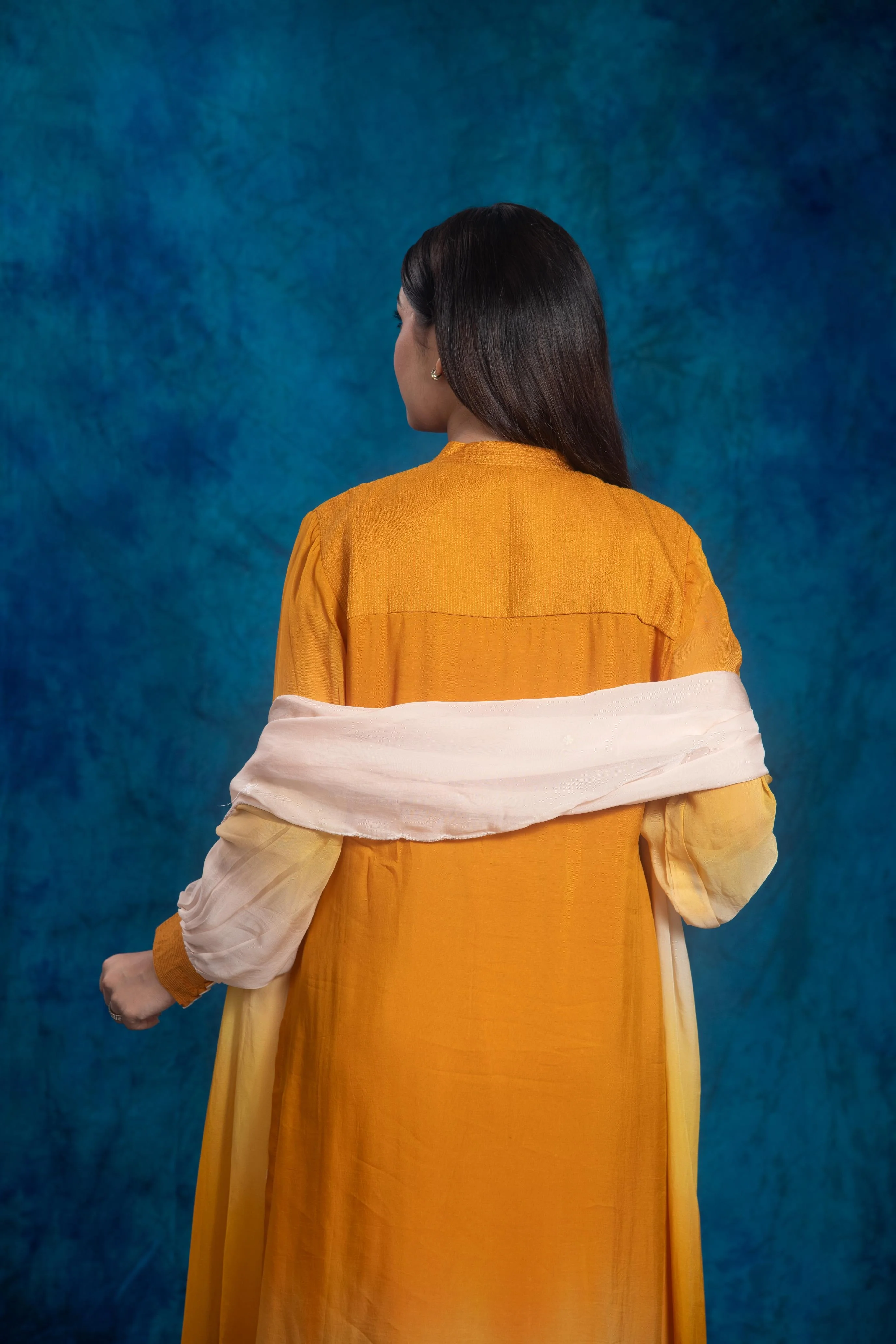 Ochre Yellow Embroidered Pants Set - Image 7