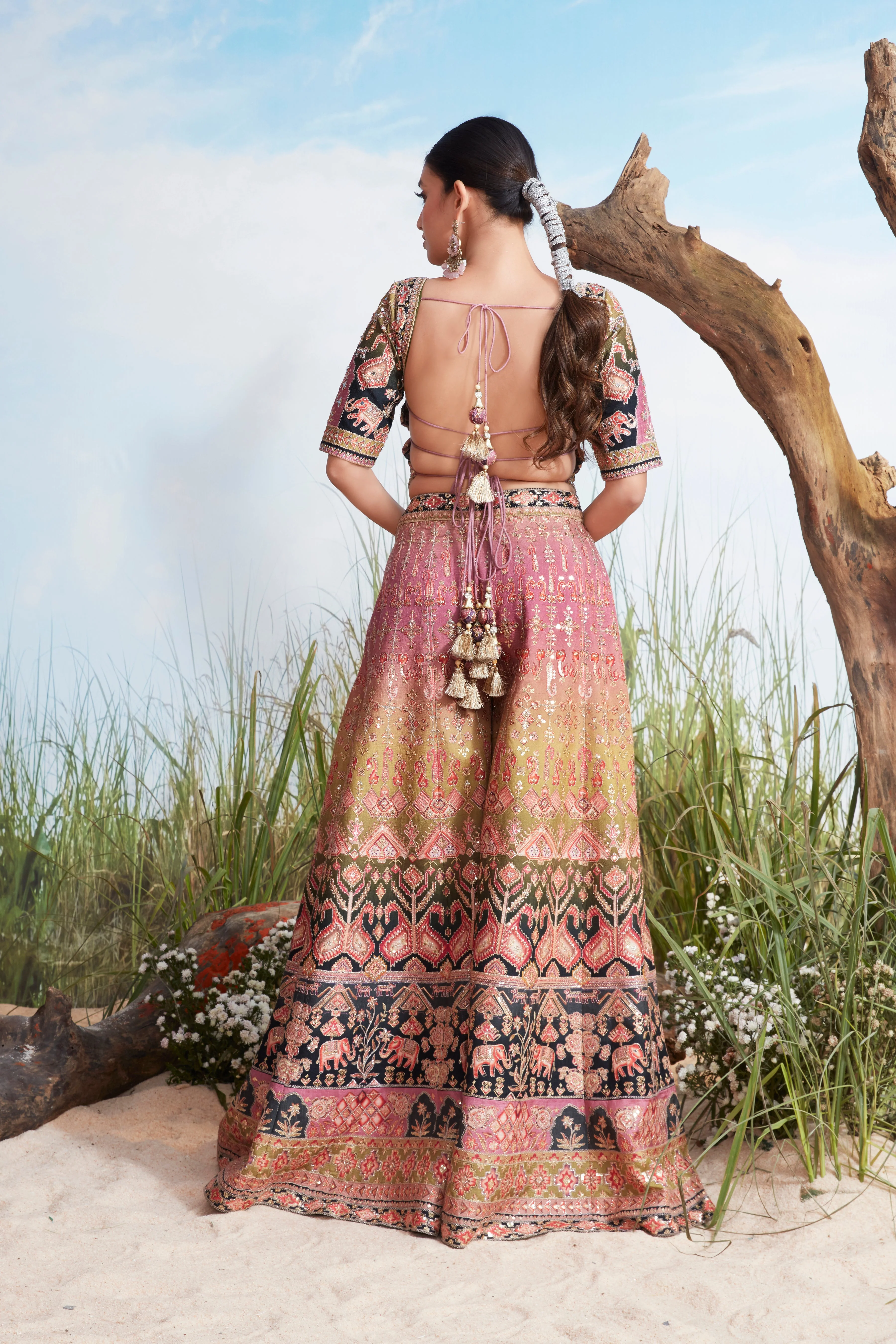Multi-Color Ombre Premium Silk Palazzo Set - Image 3