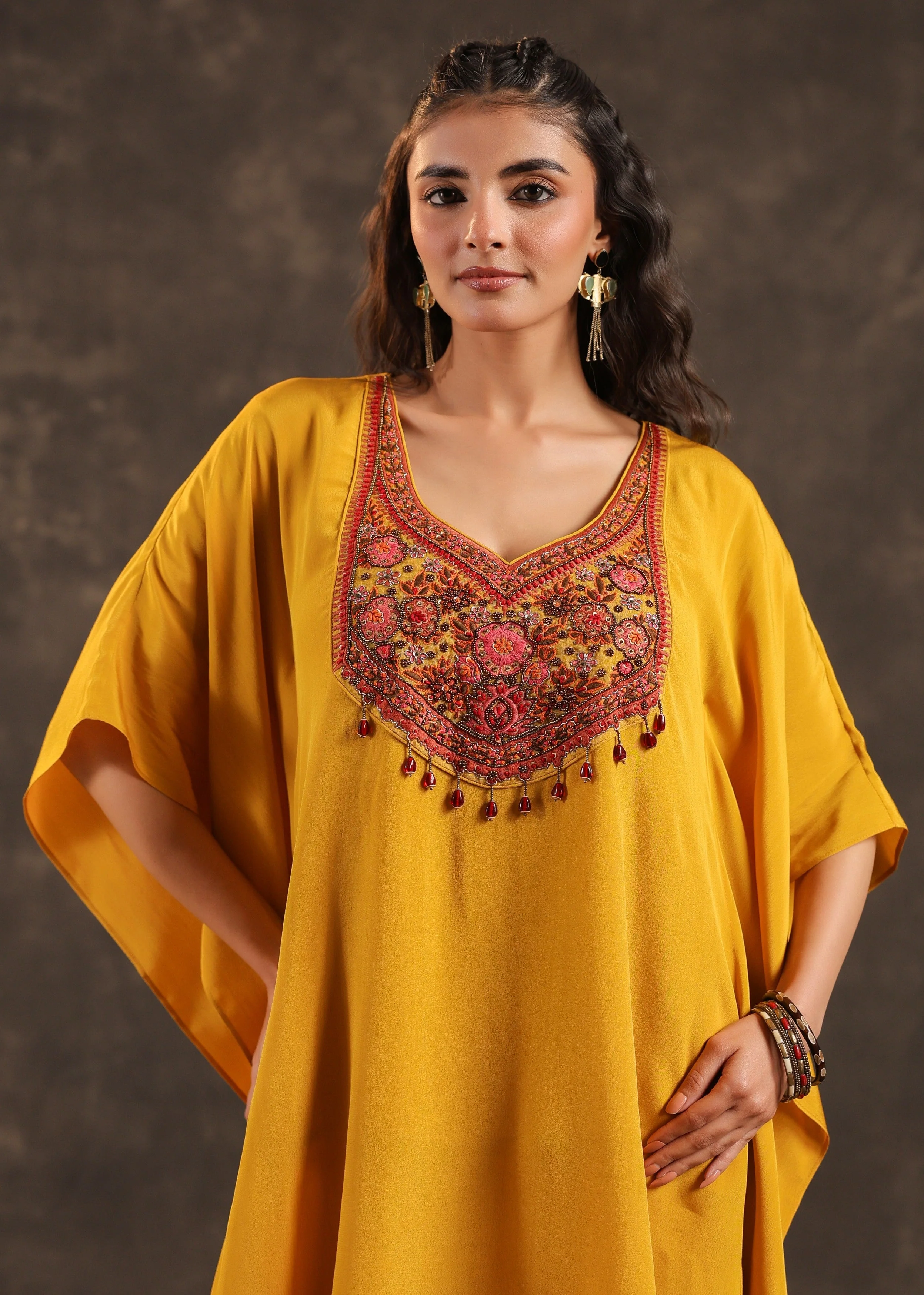 Mustard Glow Embellished Crepe Silk Dhoti Set - Image 2