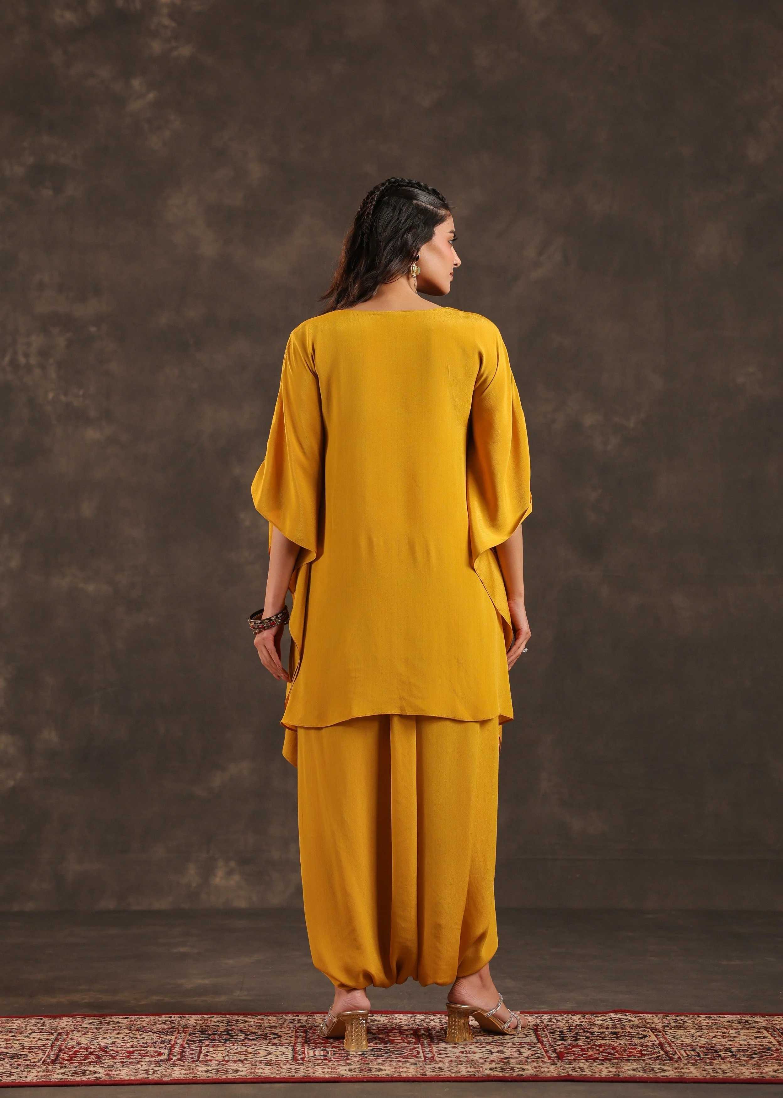 Mustard Glow Embellished Crepe Silk Dhoti Set - Image 5
