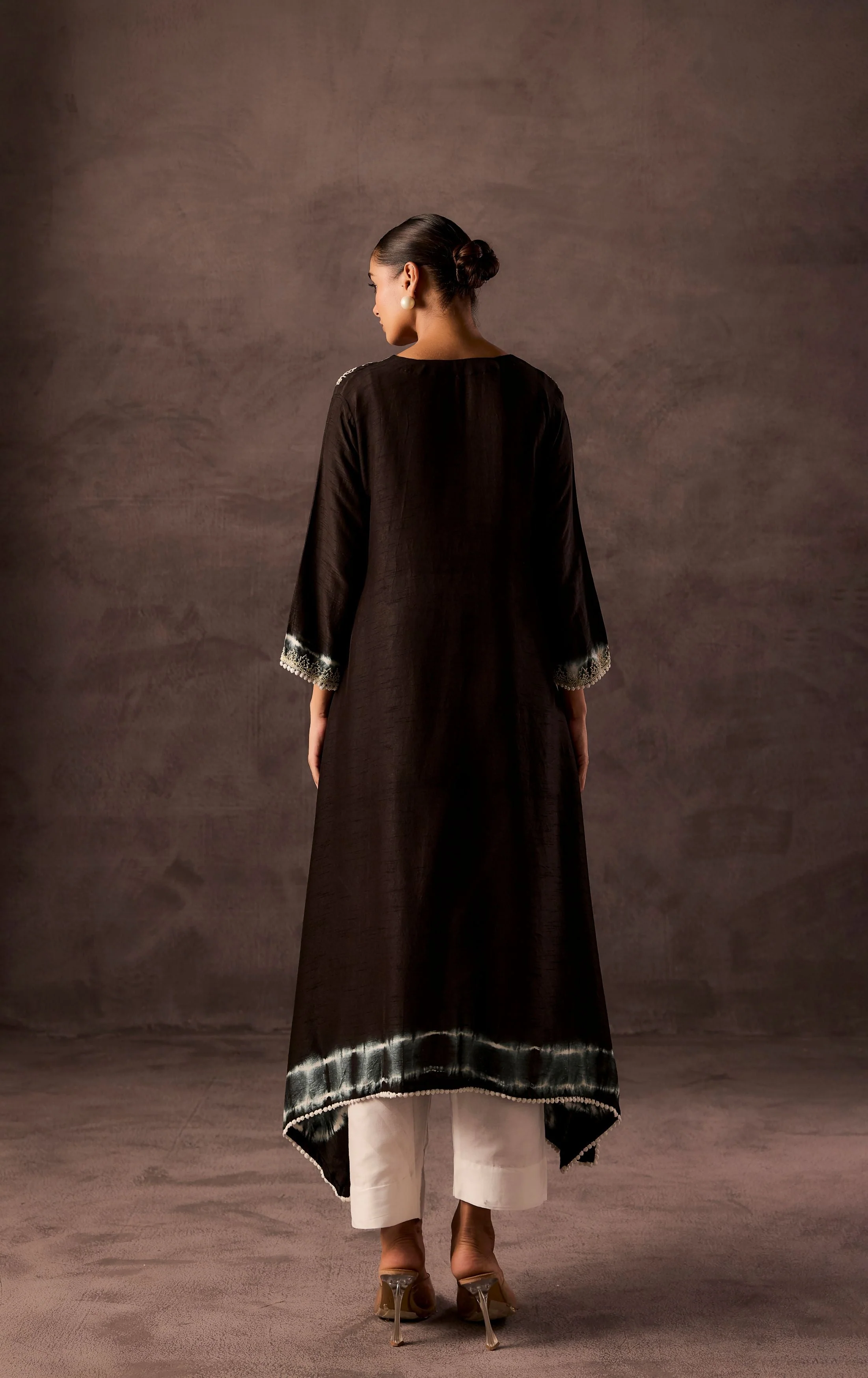 Black Embellished Raw Silk Kurta Set - Image 7