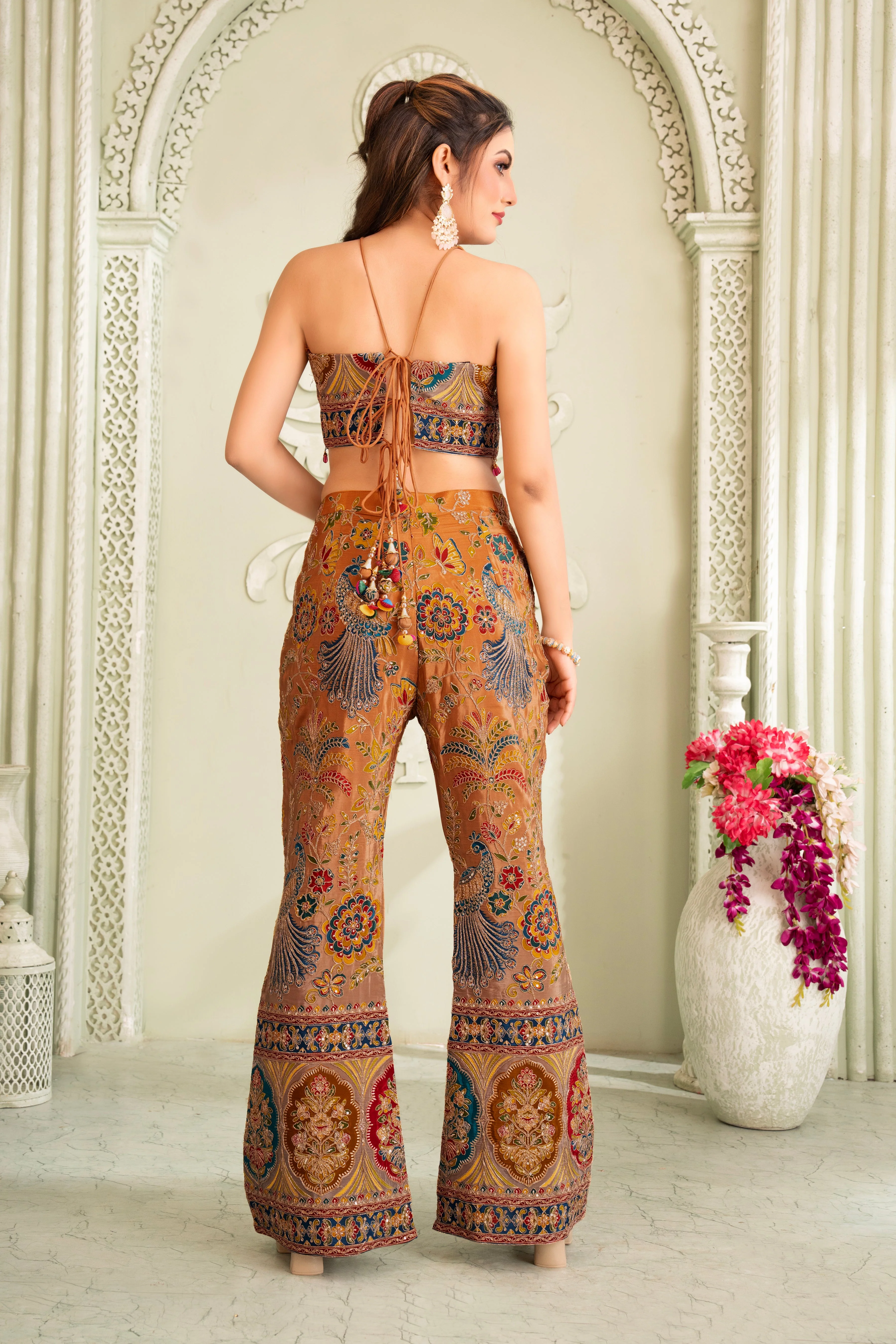 Bronze Traditional Handwork Palazzo Set - Image 2