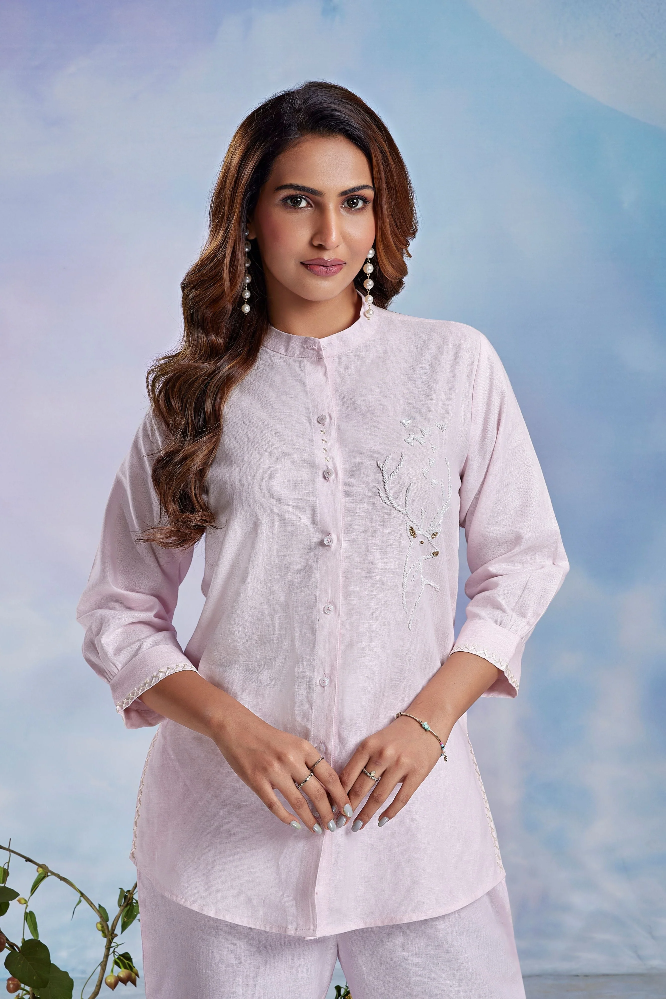 Pastel Bloom Embellished Linen Co-Ord Set - Image 2