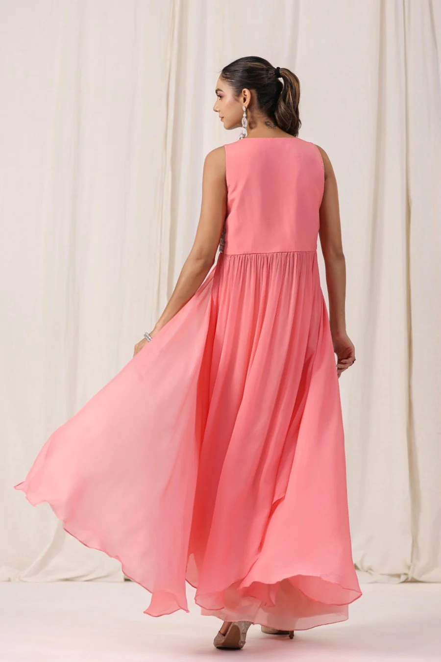 Pastel Peach Embellsihed Tunic with Palazzo - Image 6
