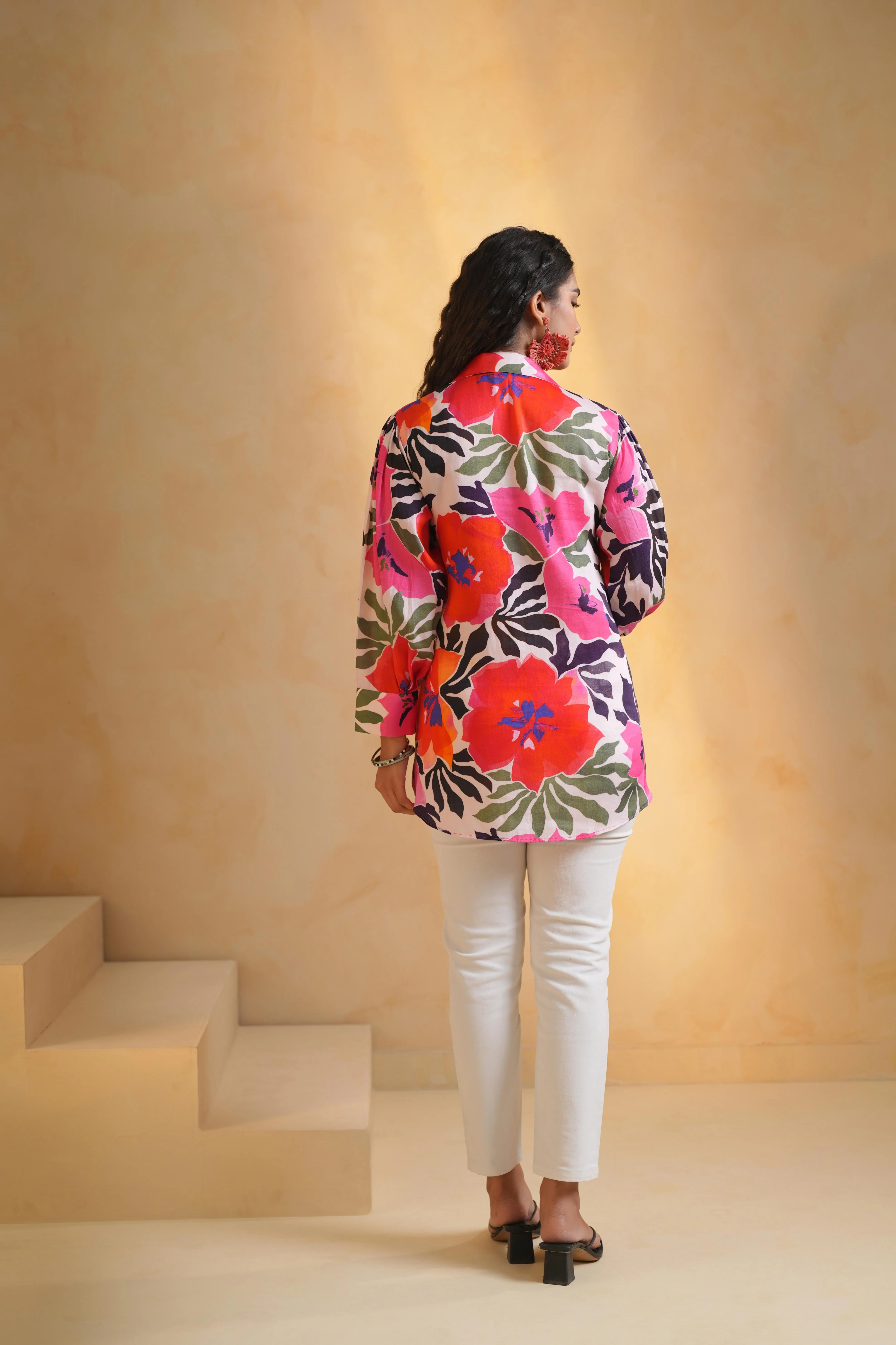 Bright Pink Printed Organic Cotton Top - Image 4