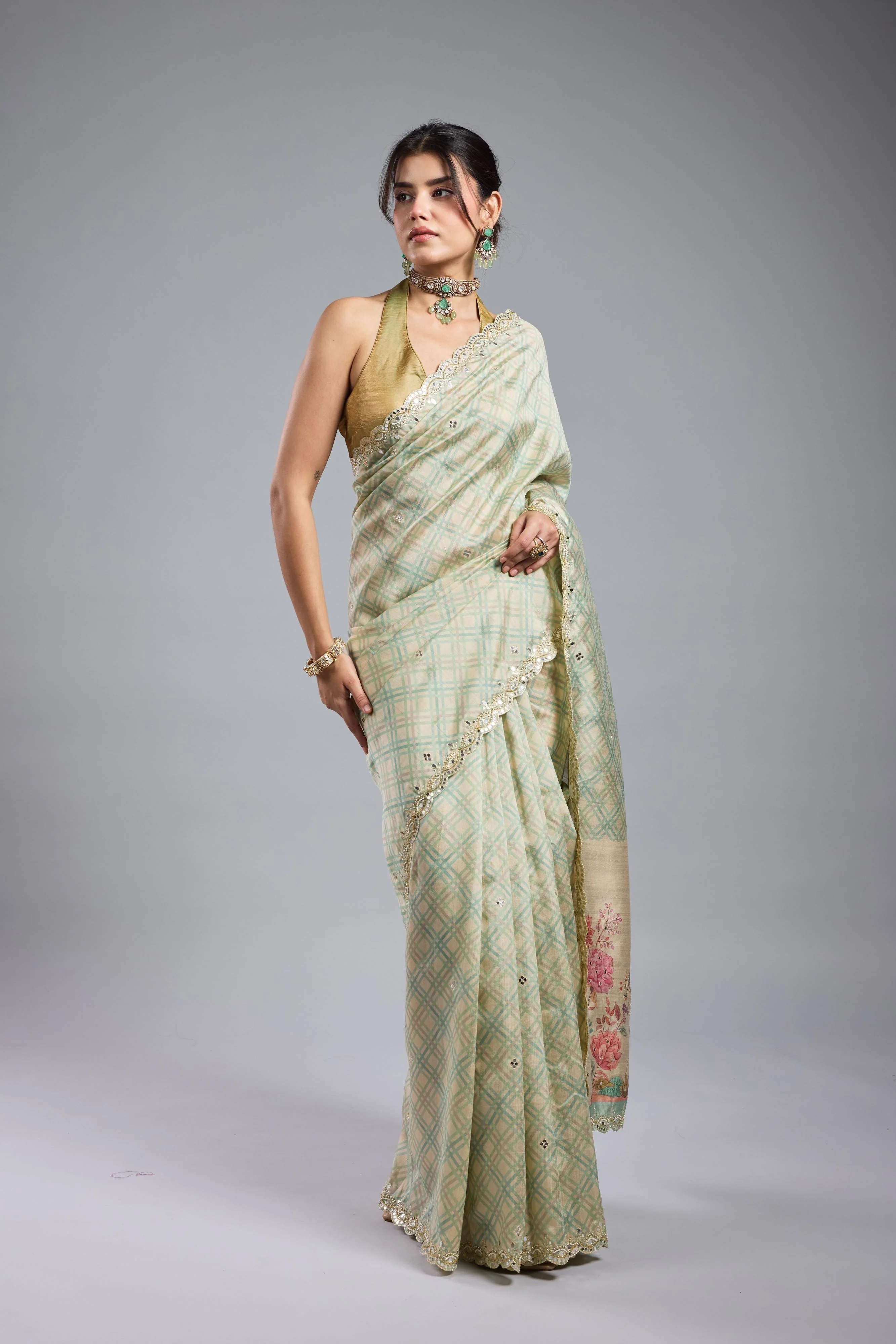Pastel Green Bhagalpuri Tussar Silk Saree - Image 5