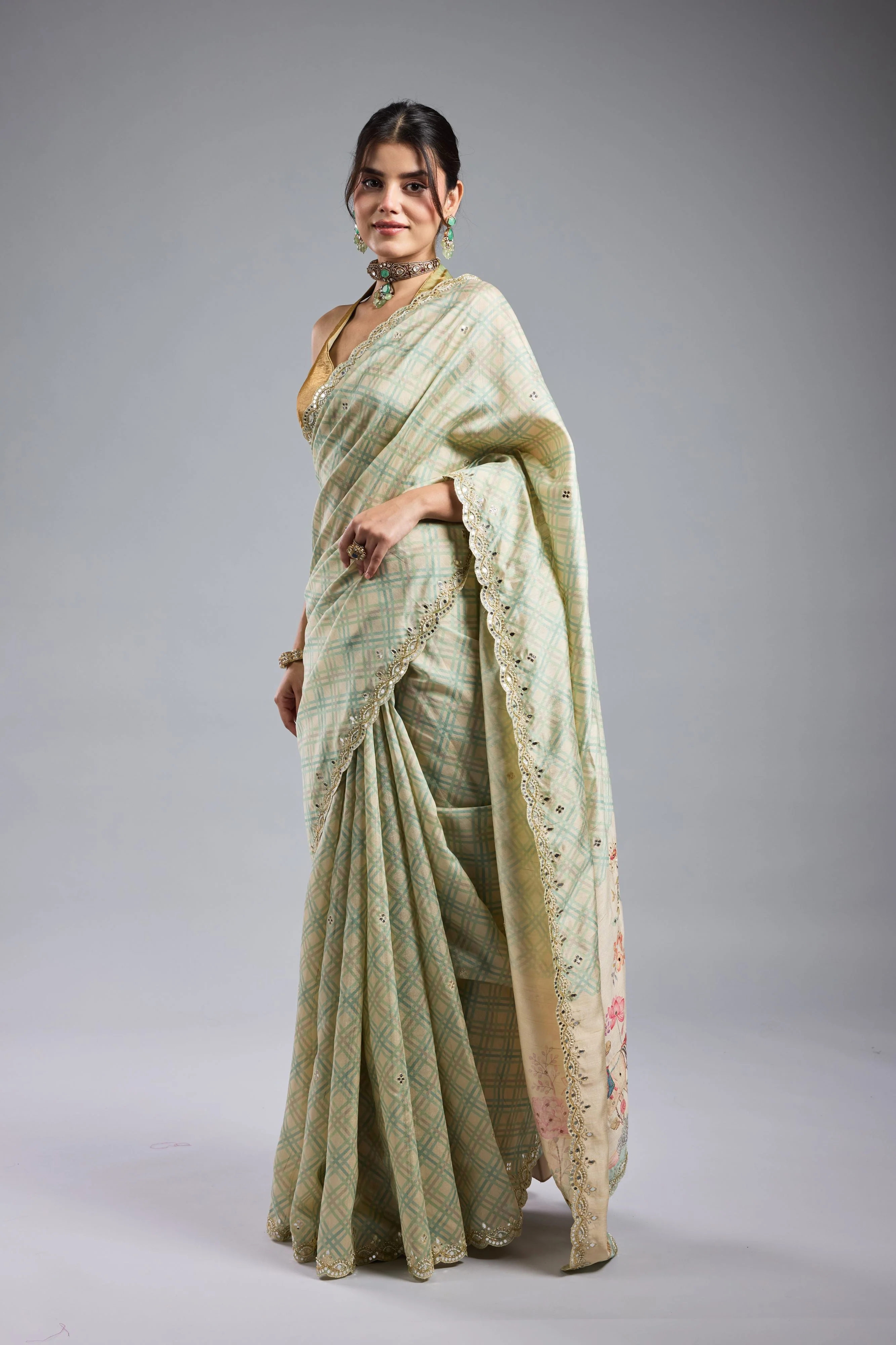 Pastel Green Bhagalpuri Tussar Silk Saree - Image 6