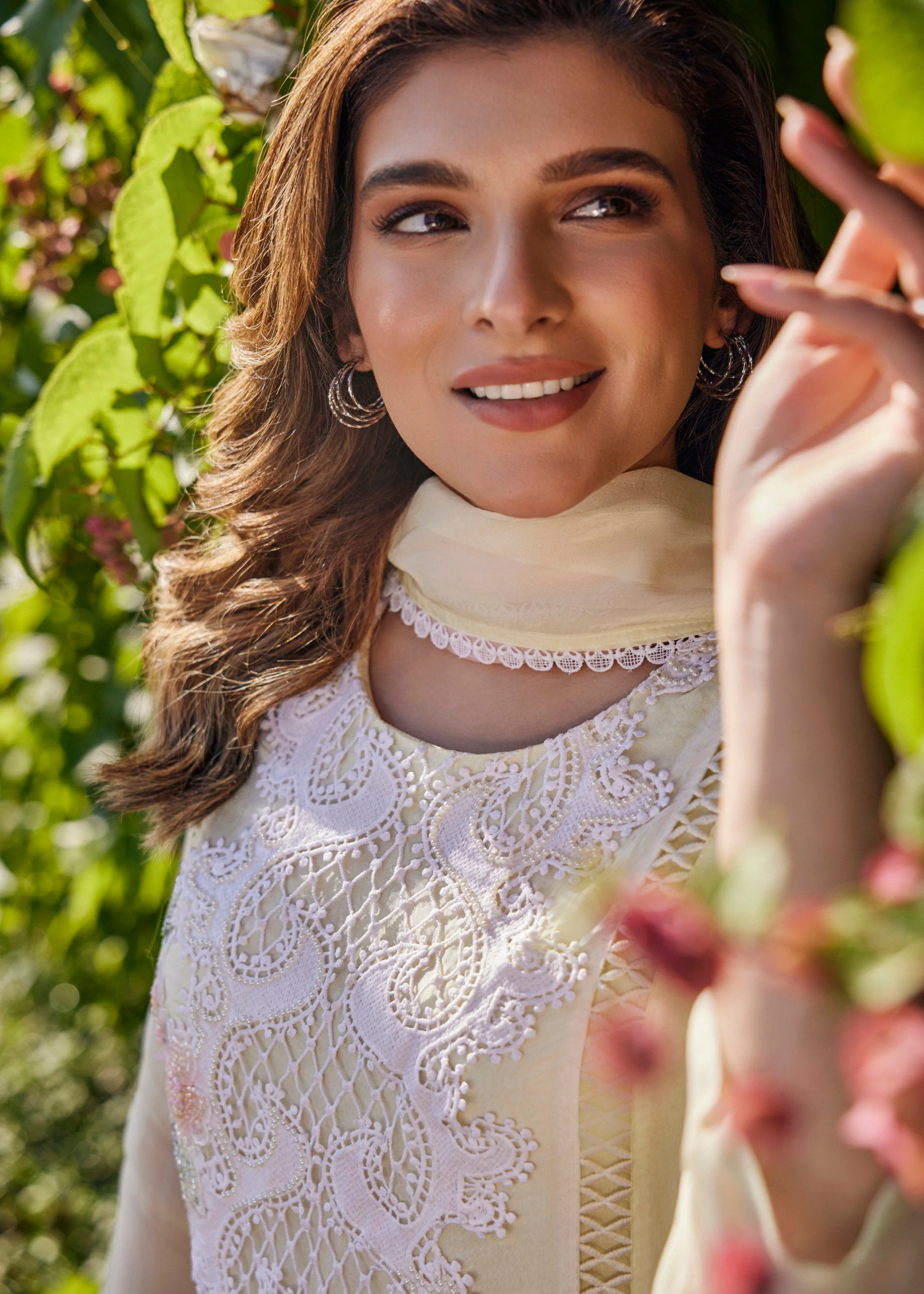 Pastel Yellow Embroidered Soft Organza Pant Set - Image 2