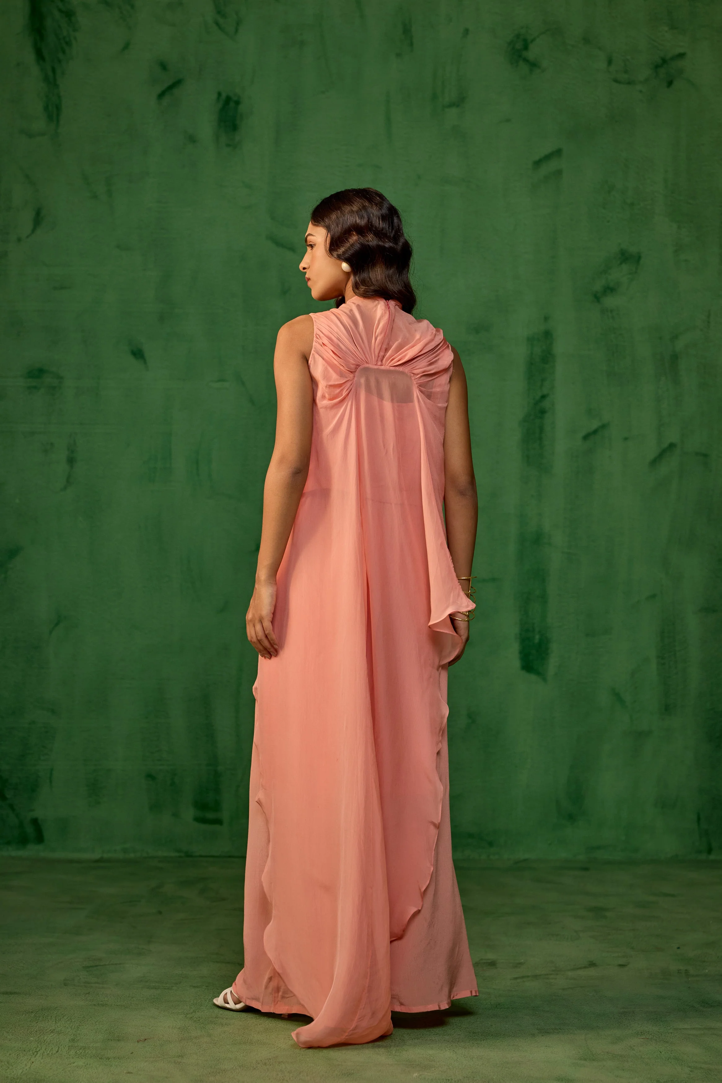 Peach Blush Embellished Premium Crepe Silk Co-Ord Set - Image 5