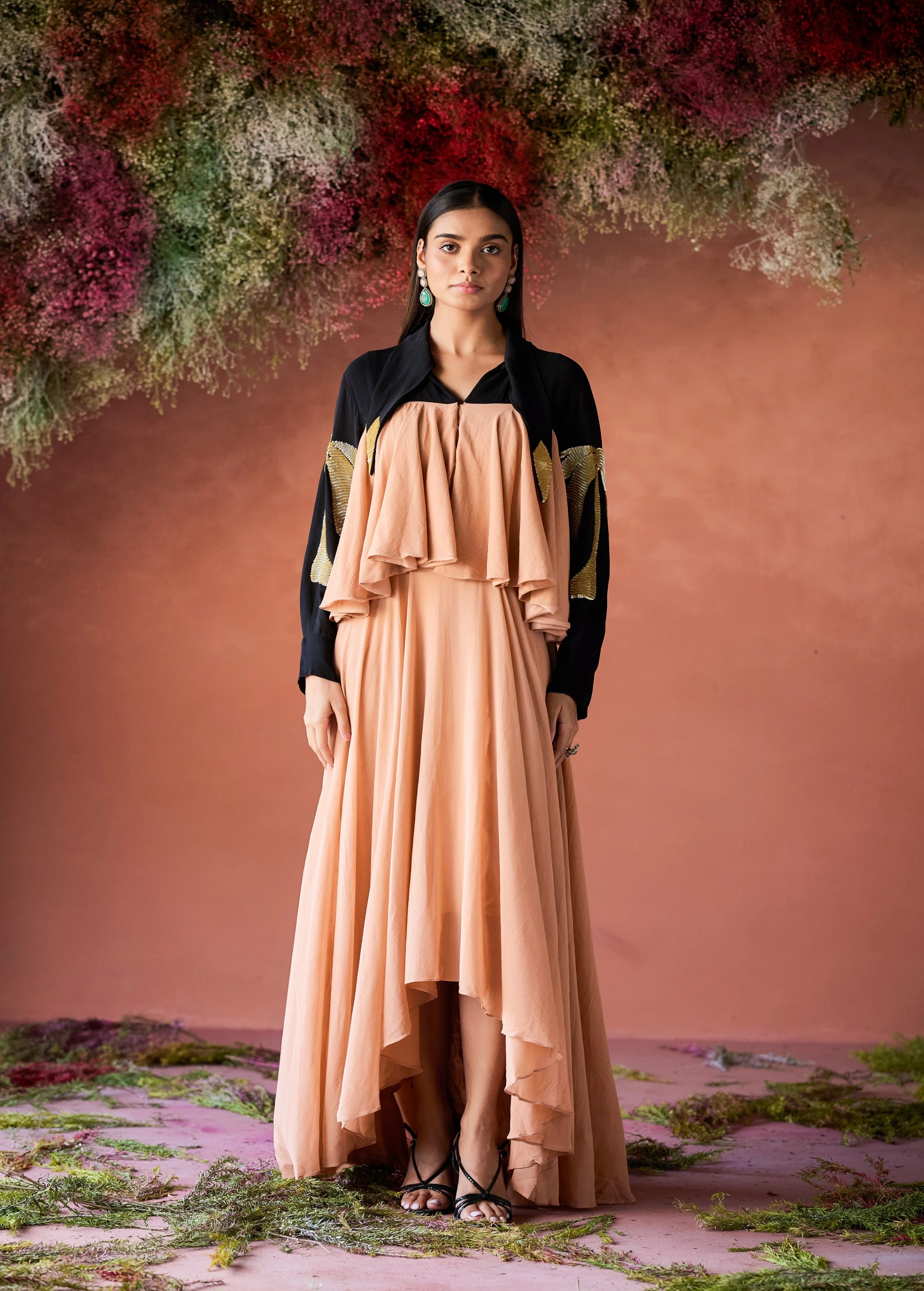Peach Embellished Organic Cotton Gown