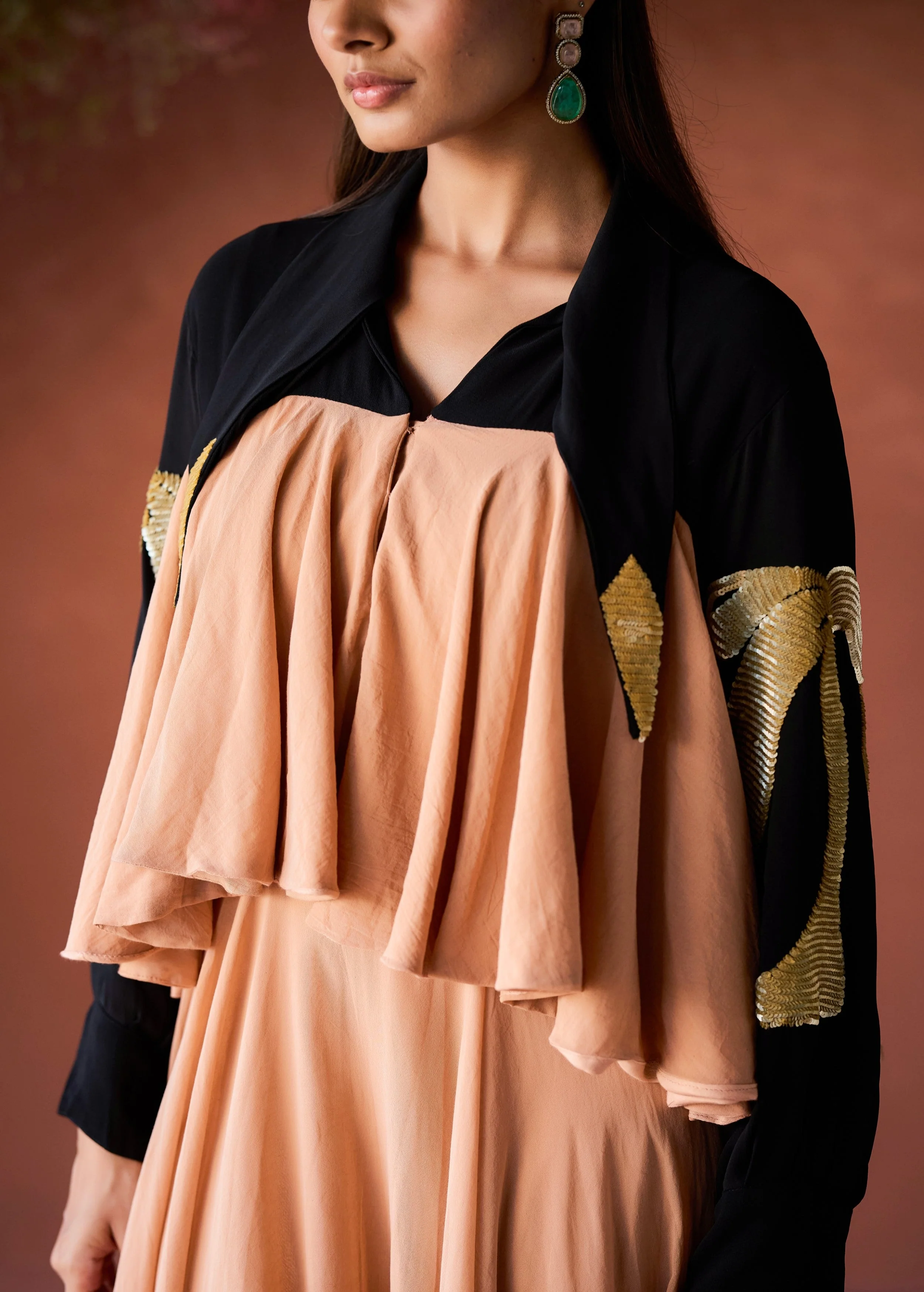 Peach Embellished Organic Cotton Gown - Image 2