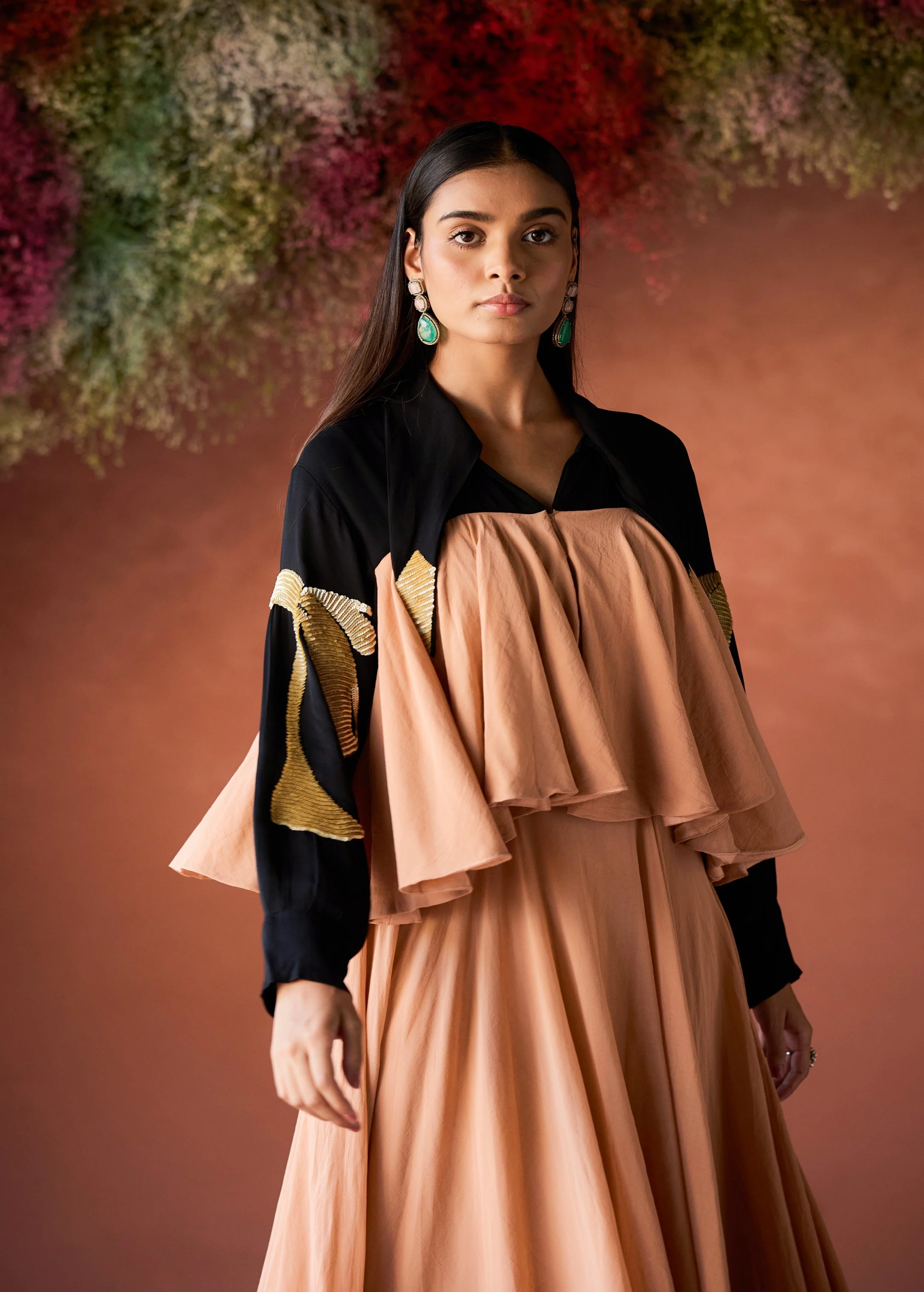 Peach Embellished Organic Cotton Gown - Image 3