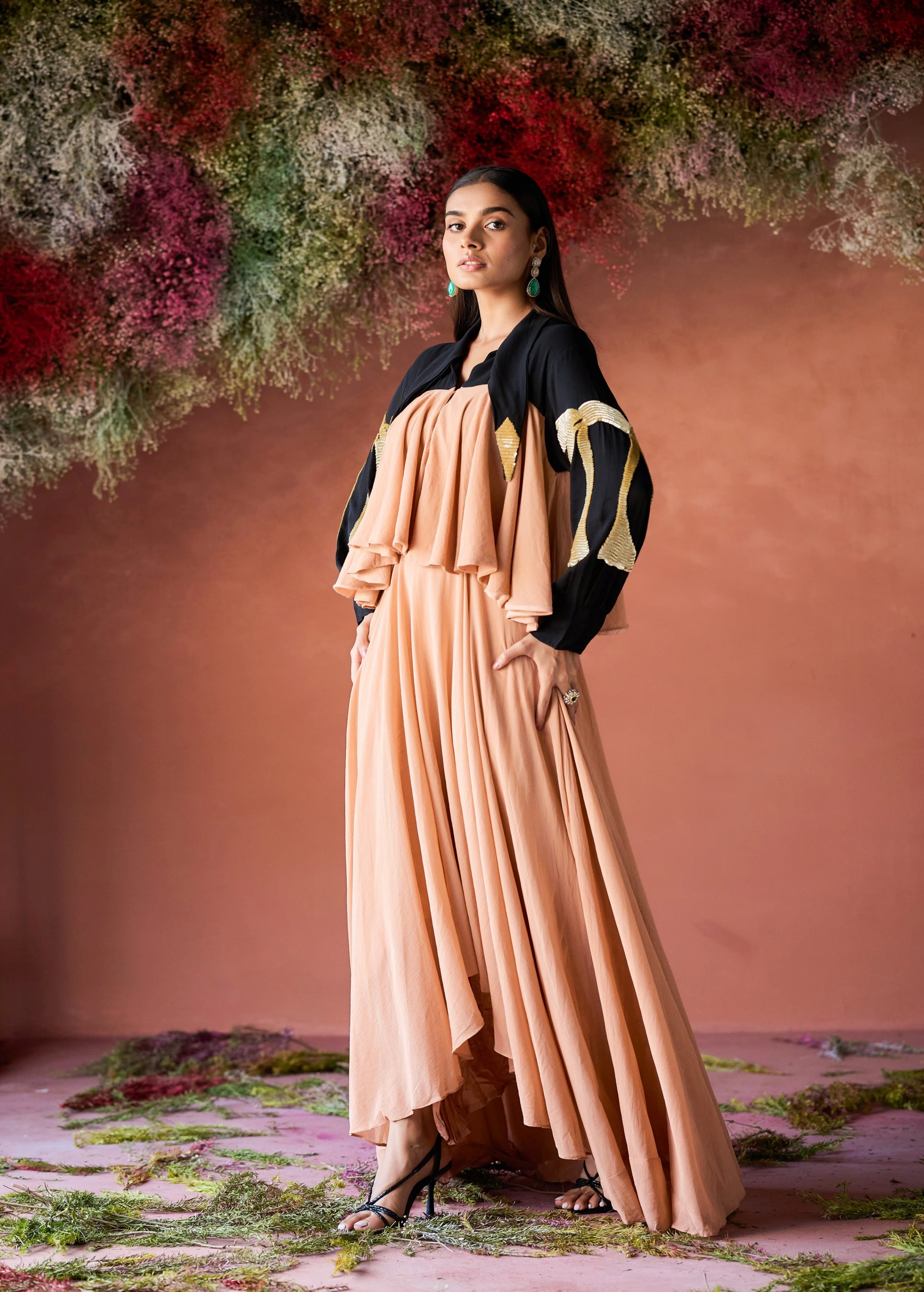 Peach Embellished Organic Cotton Gown - Image 4