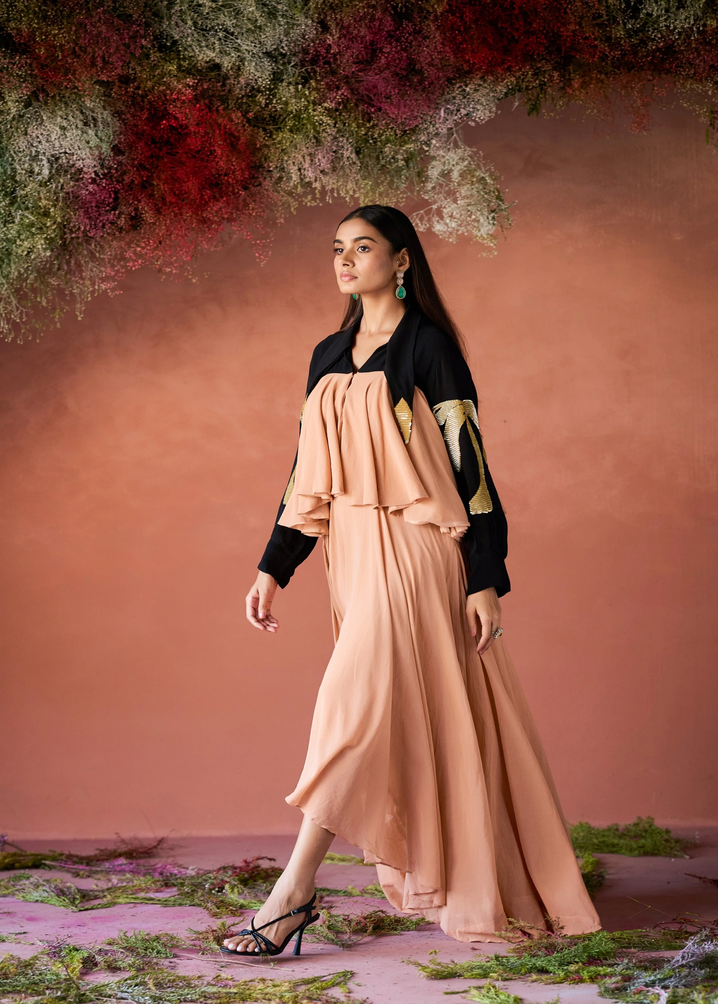 Peach Embellished Organic Cotton Gown - Image 5