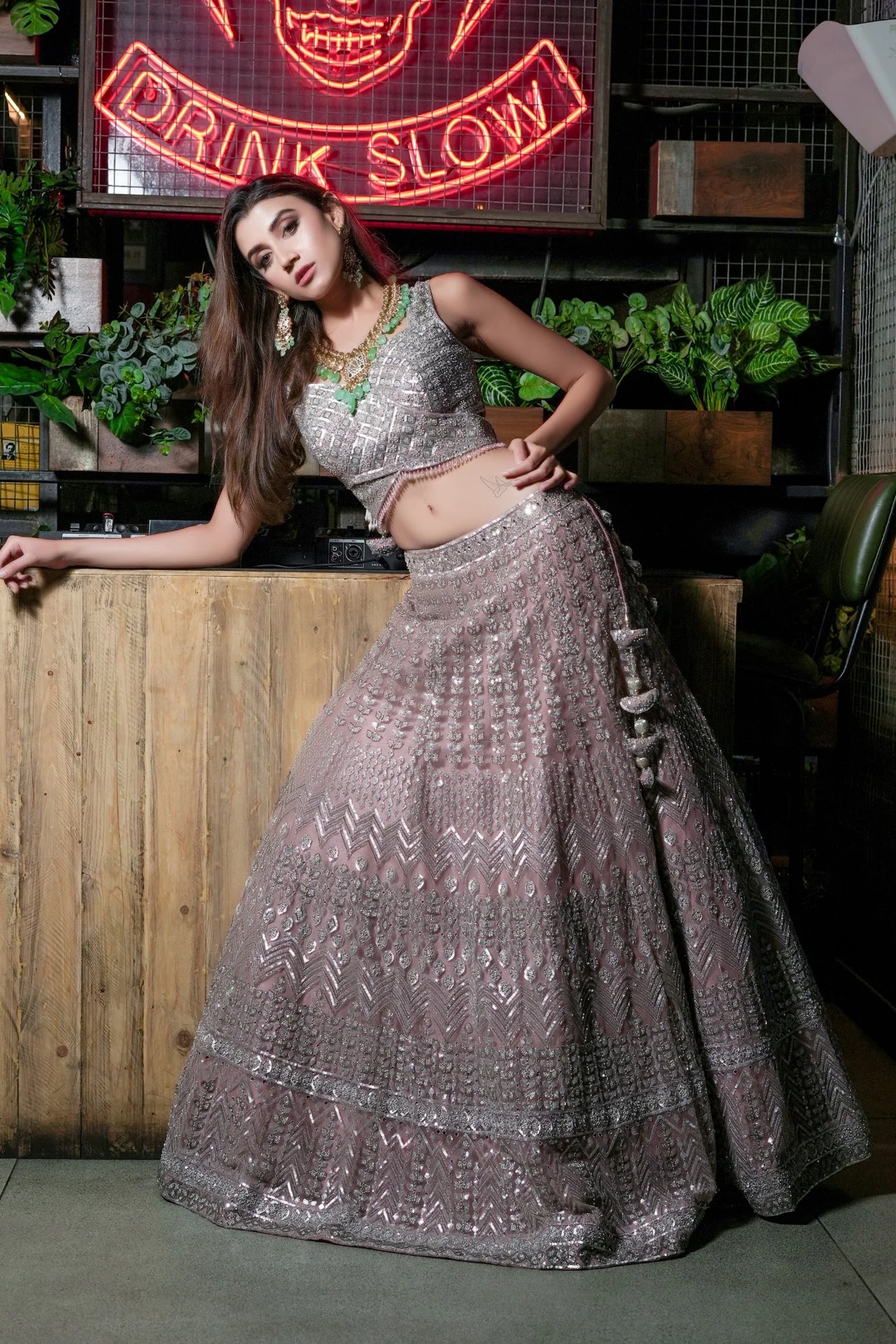 Peach Embroidered Lehenga Set - Image 2