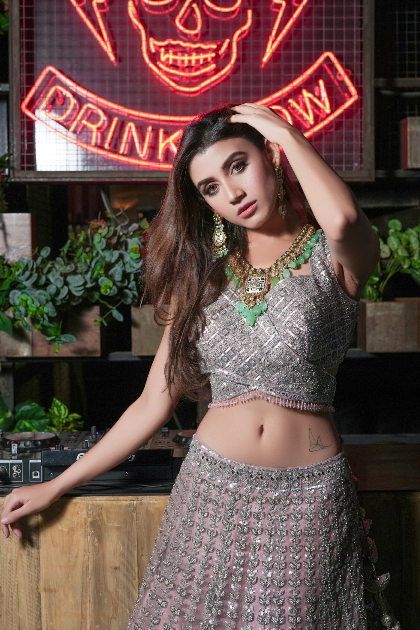 Peach Embroidered Lehenga Set - Image 3