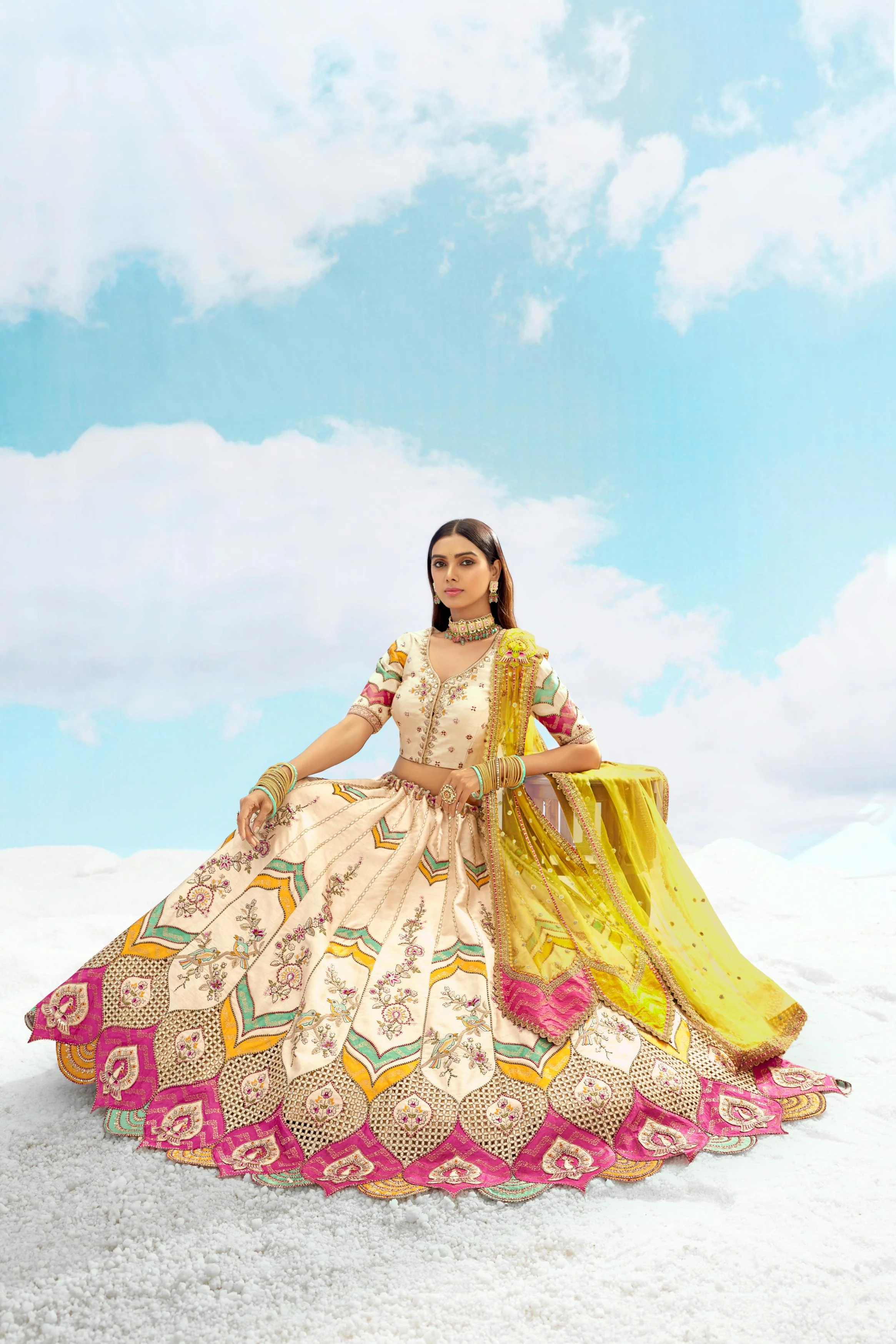 Multi Color Embellished Premium Silk Lehenga Set - Image 2