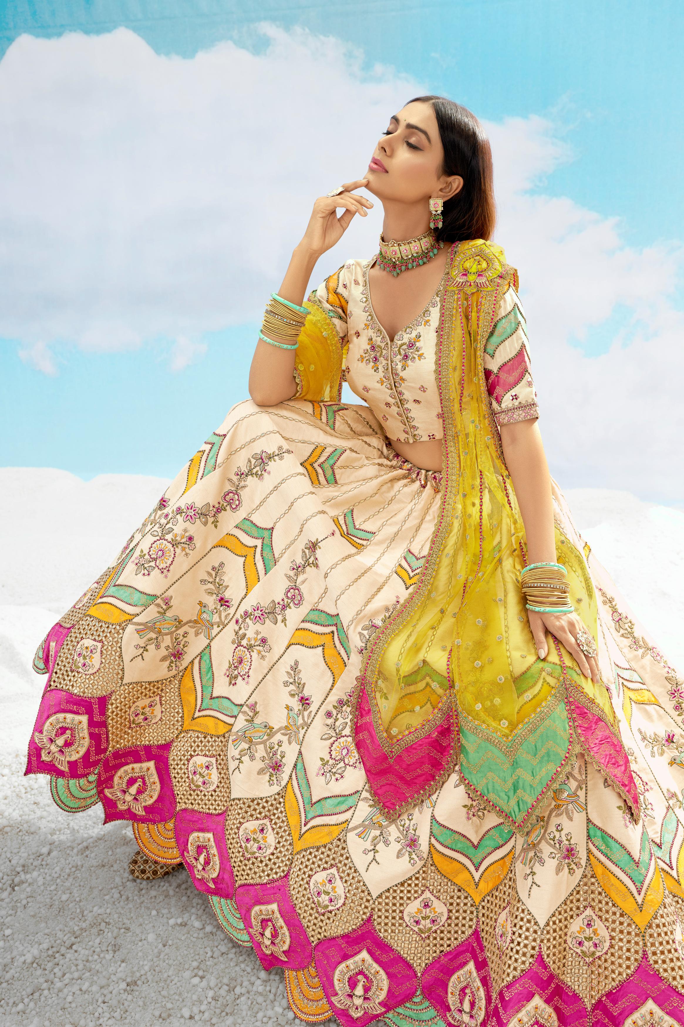 Multi Color Embellished Premium Silk Lehenga Set - Image 3