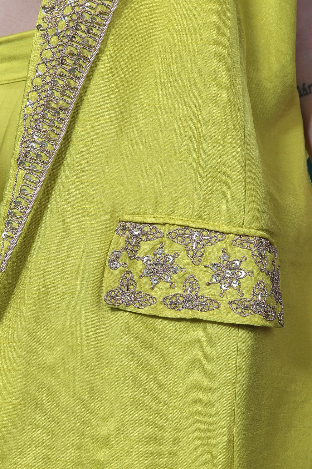 Pear Green Embroidered Jacket & Palazzo Set - Image 9