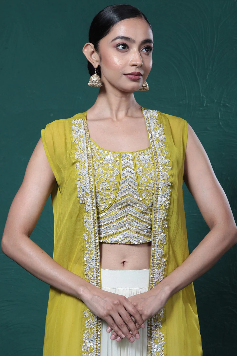 Pear Green Ombre-Dyed Cape Set - Image 2