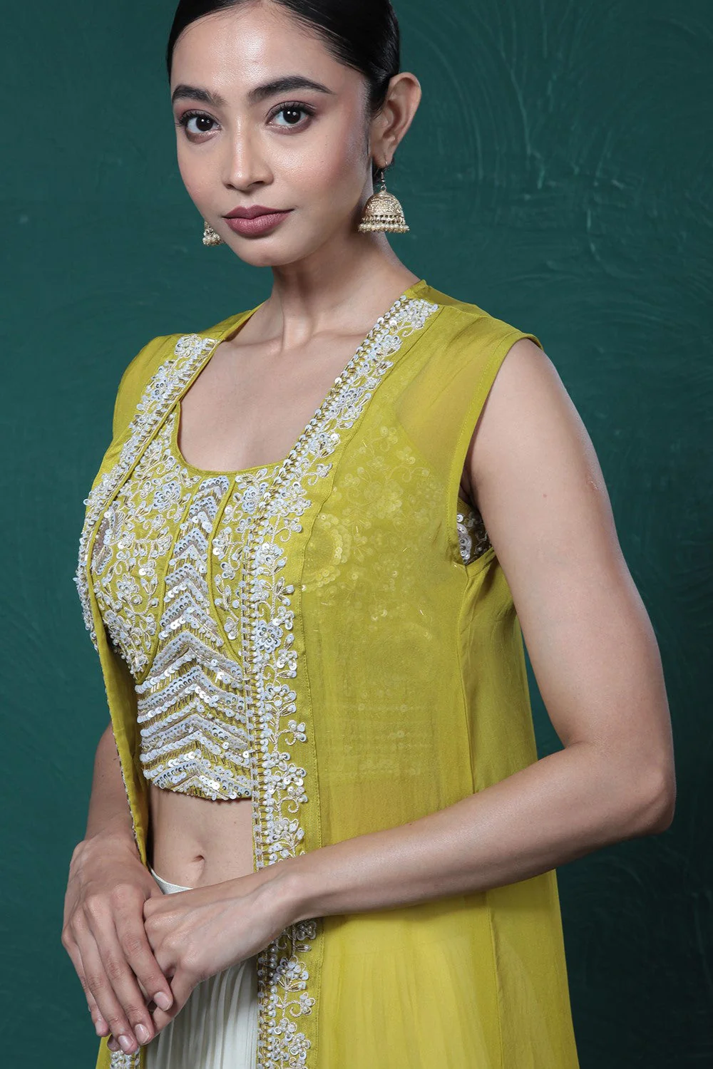 Pear Green Ombre-Dyed Cape Set - Image 3