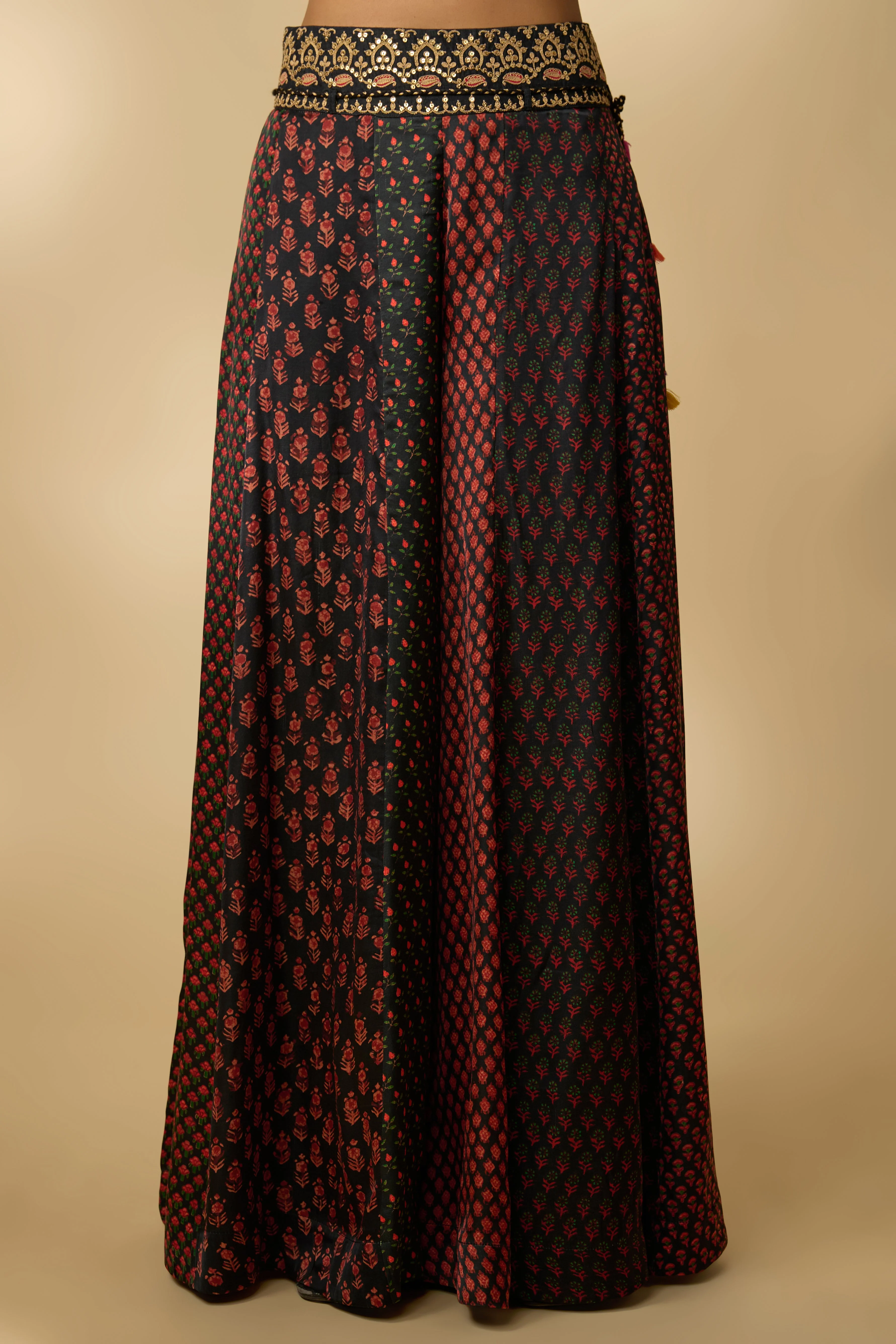 Hot Black Printed Slub Cotton Silk Tunic Co-Ord Set - Image 3