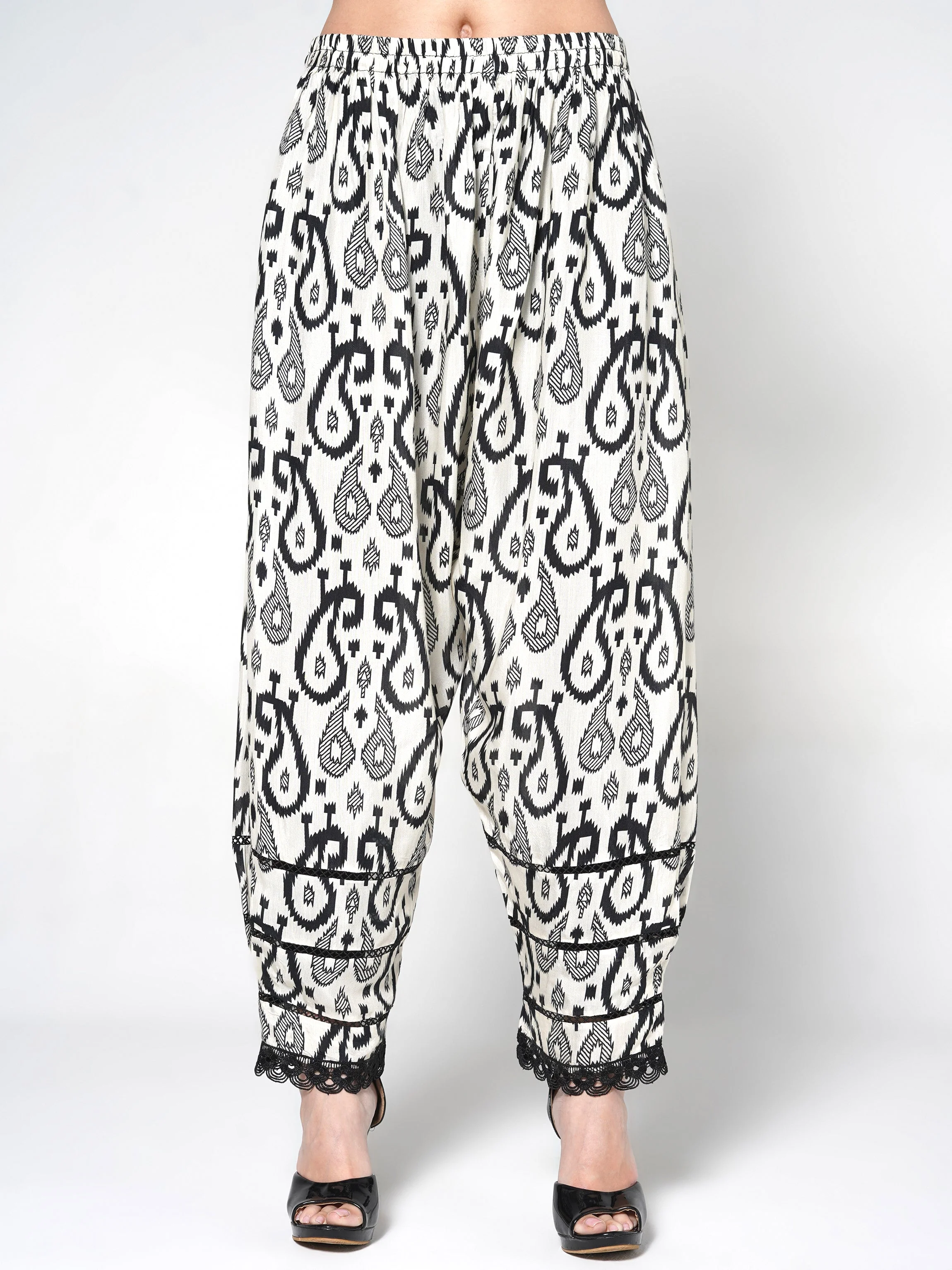 Pearl White Printed Linen Silk Co-Ord Set - Image 4