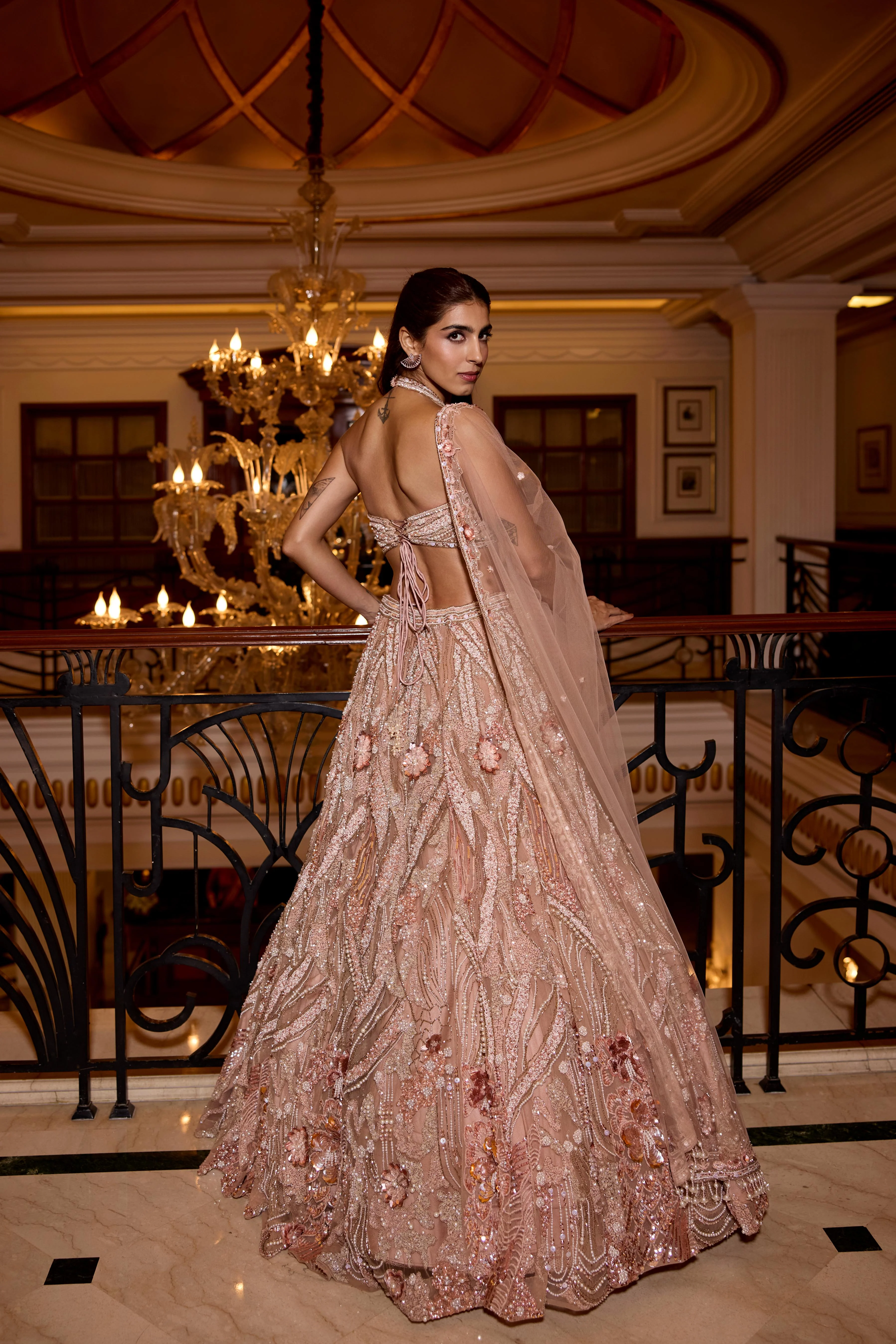 Dusty Rose Embellished Premium Lehenga Set - Image 5
