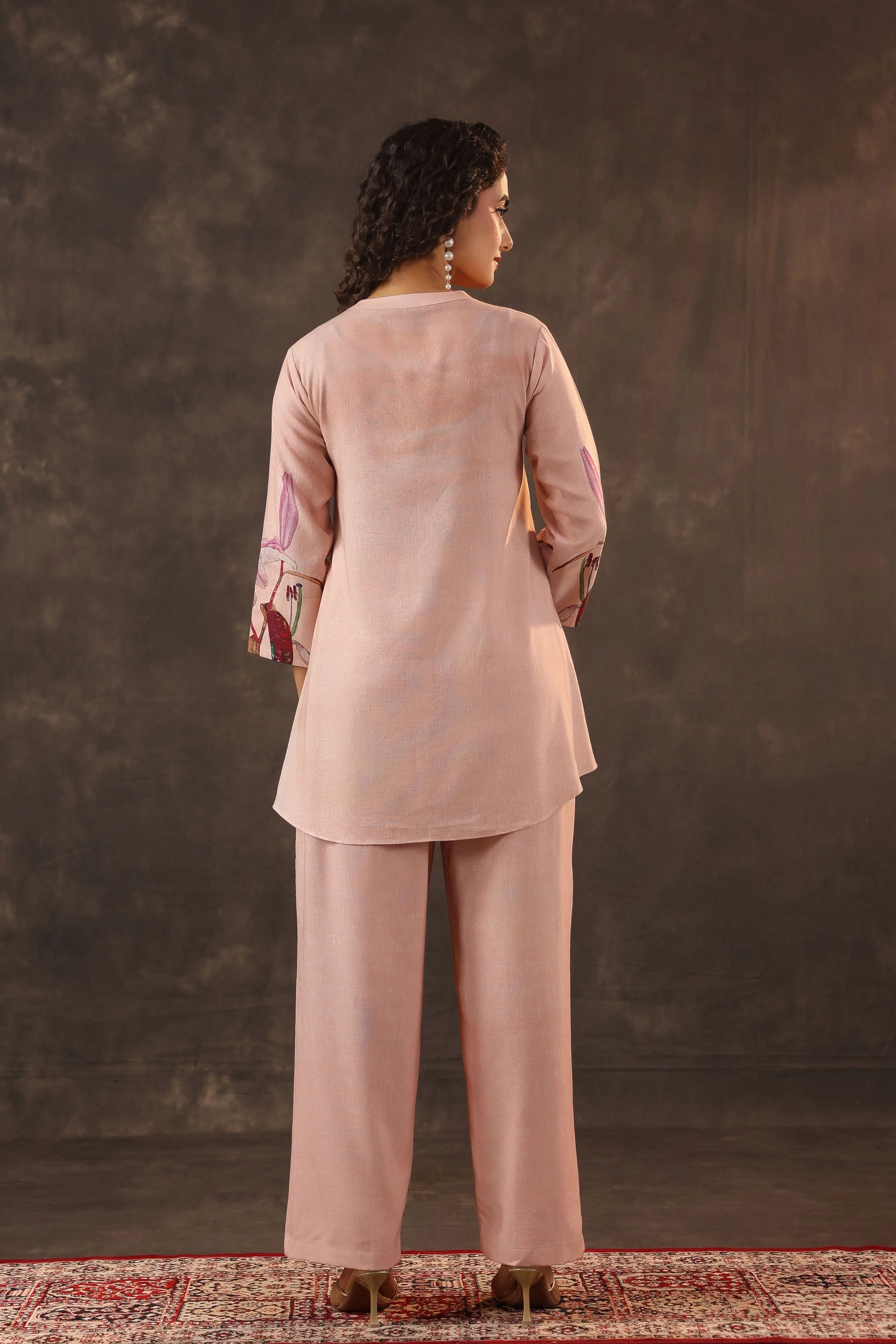 Petal Pink Embellished Linen Co-Ord Set - Image 5