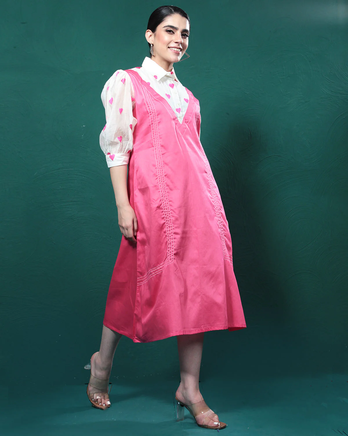 One Love Pink Hearts Tunic Dress - Image 3