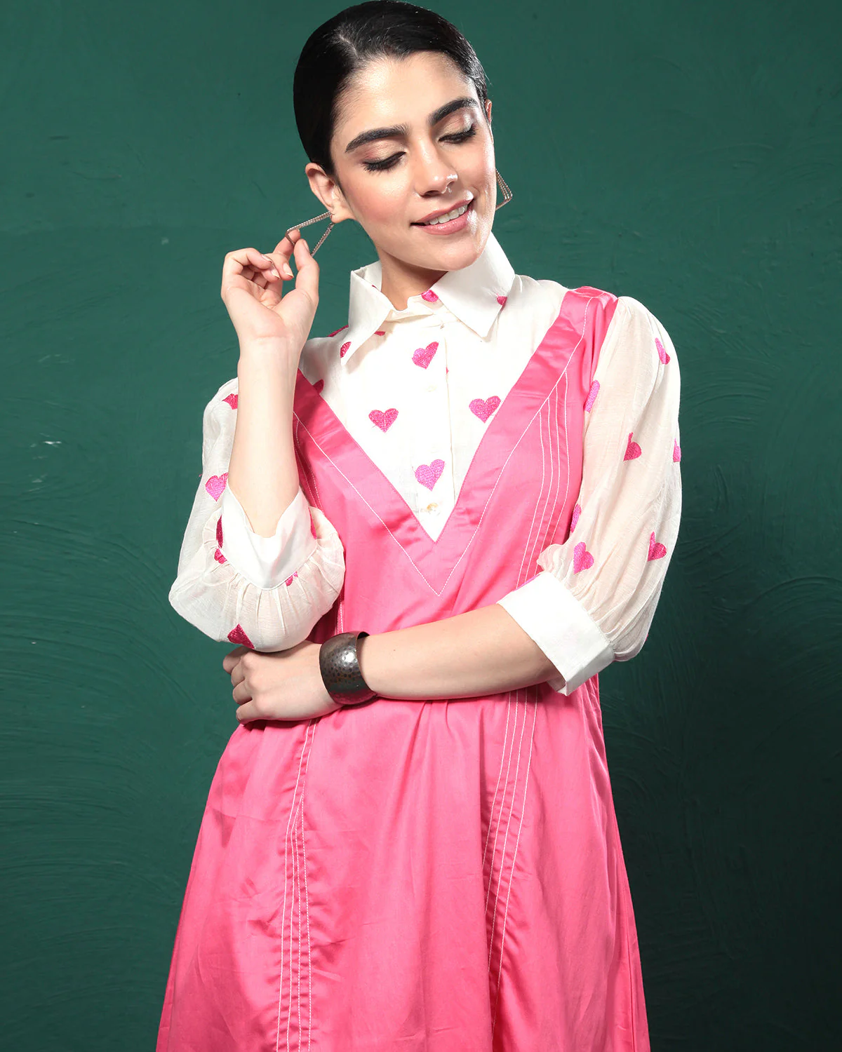 One Love Pink Hearts Tunic Dress - Image 5
