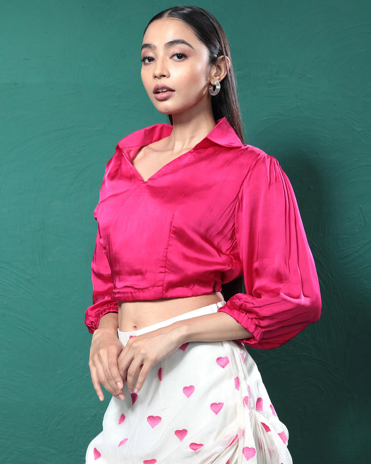 Gentle Pink Pure Hearts Printed Crop Top & Skirt - Image 8