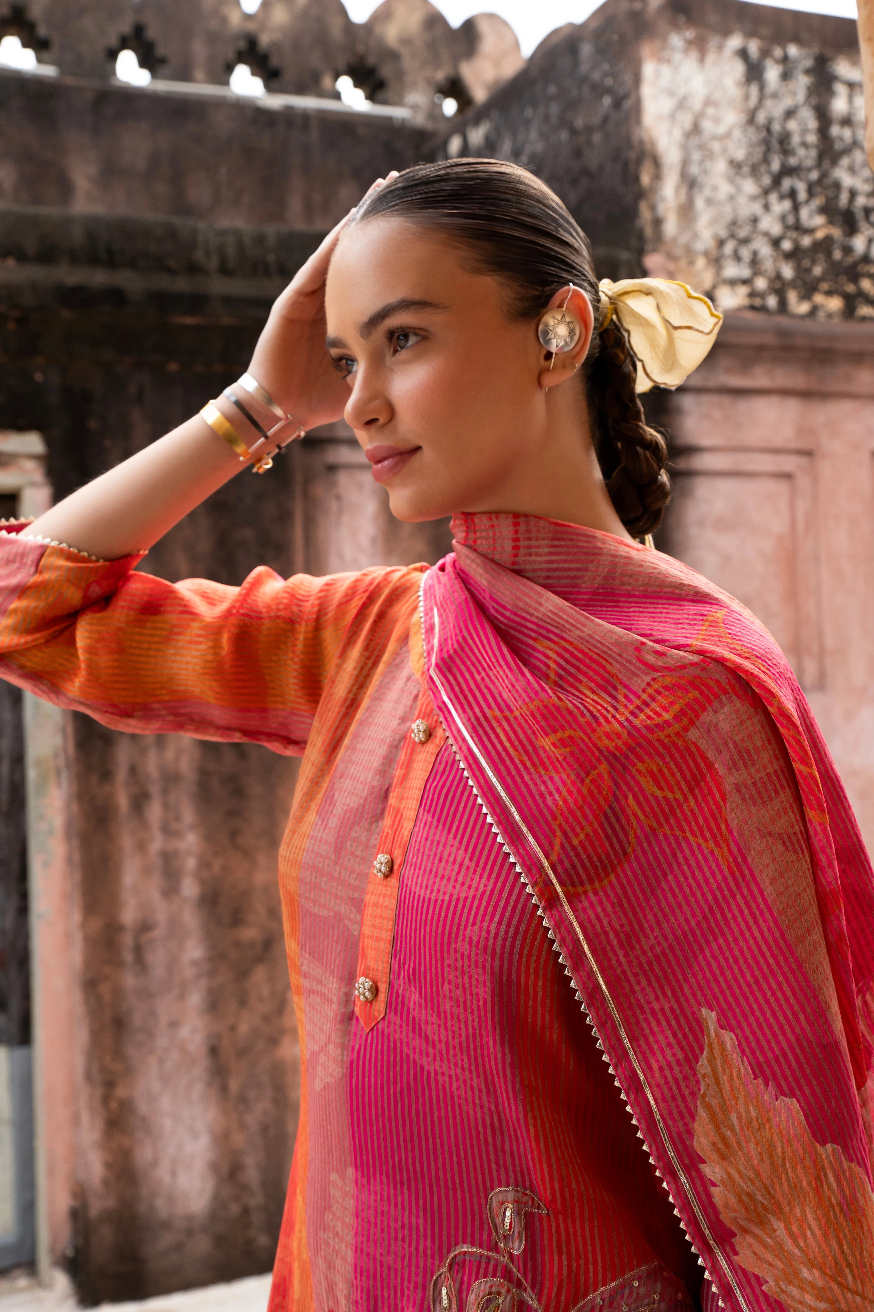 Pure Pink Embellished Premium Silk Pant Set - Image 2