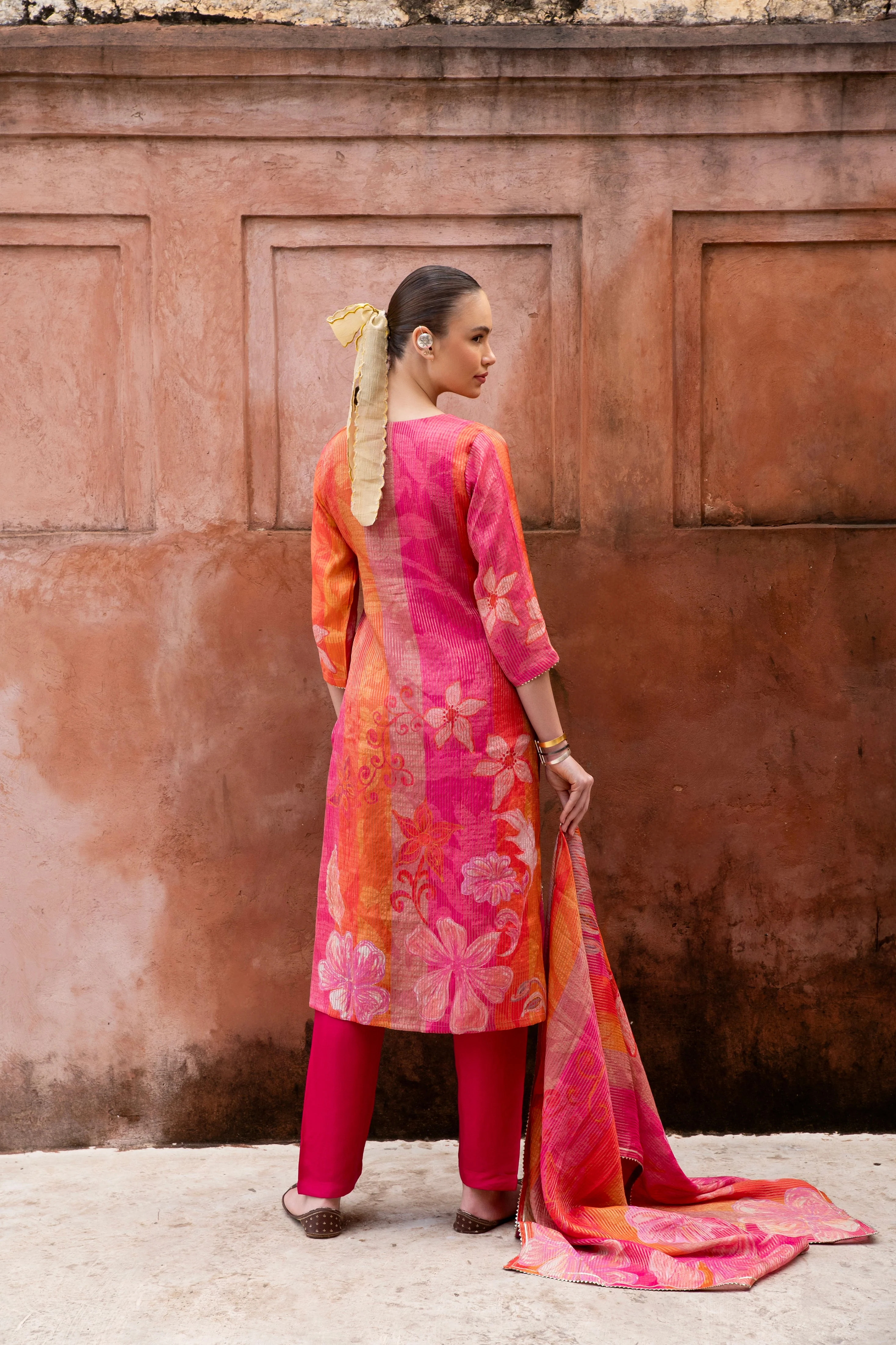 Pure Pink Embellished Premium Silk Pant Set - Image 4